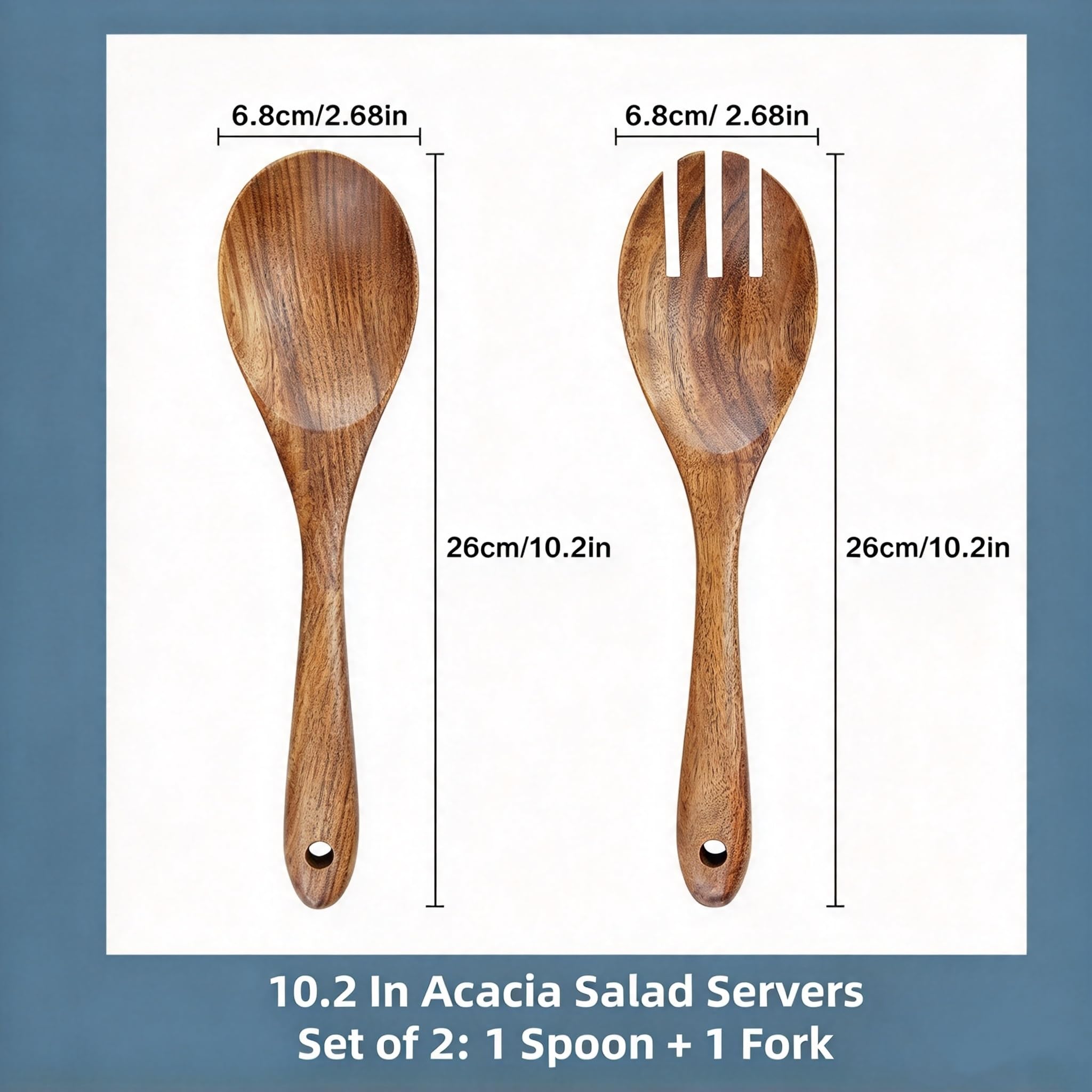 Acacia Wood Salad Tongs - 2 Piece Set -2