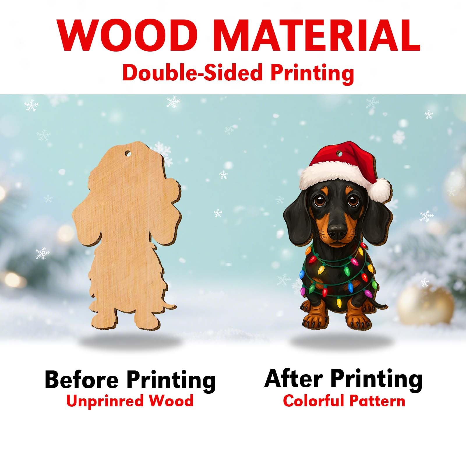 Cute Animal Christmas Ornaments - Wooden Hanging Decorations -6 Cute Animal Christmas Ornaments - Wooden Hanging Decorations -6