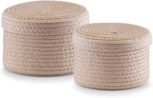 Zeller 2-teiliges Korb-Set mit Deckel, rund, natur, PP