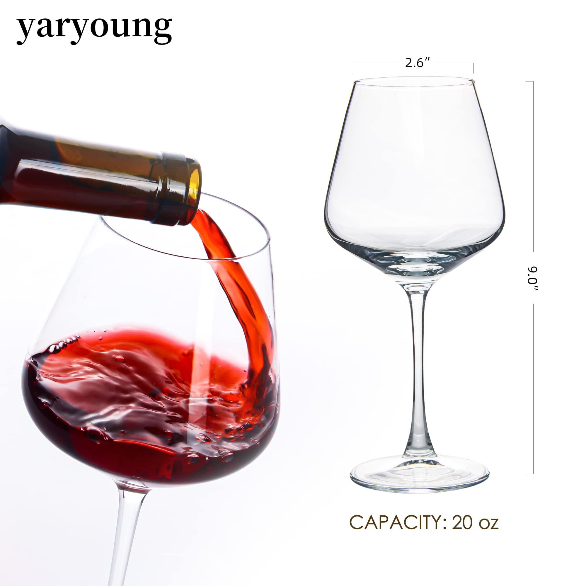 Juego de 6 copas de vino tinto, copas de vino grandes de color burdeos de 20 onzas, copas de vino de tallo largo, perfectas para degustación de vinos, bodas, aniversarios, cumpleaños