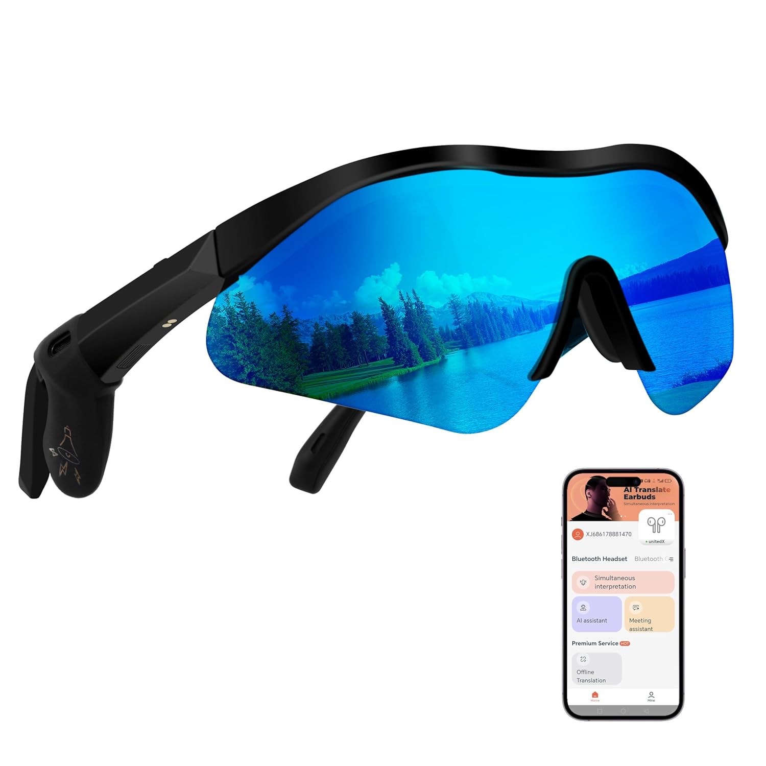 Smart Glasses Bluetooth 5 4 Translation Glasses with 160 Language UV Protection Unisex Support Wireless Music Siri Call