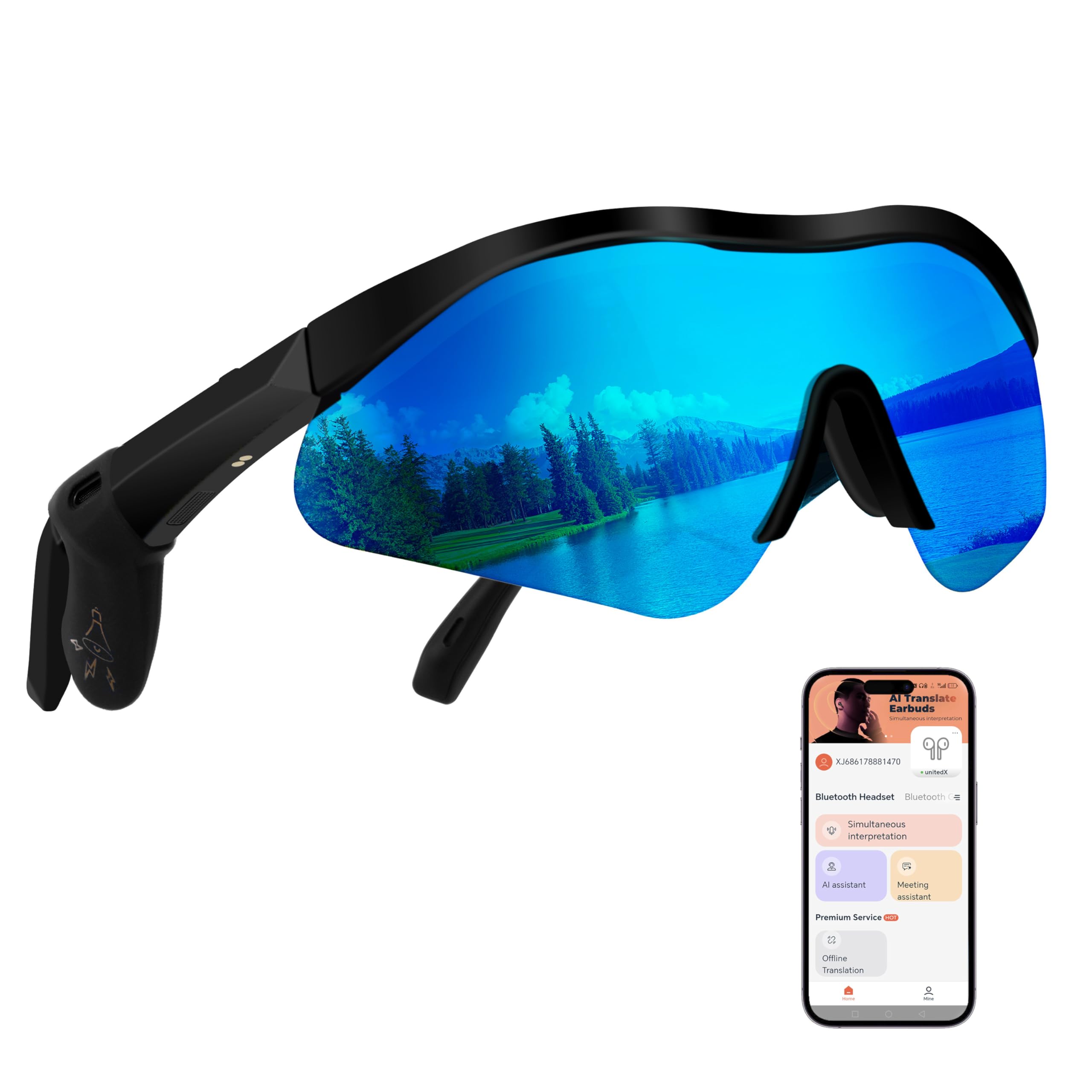 Smart Glasses Bluetooth 5 4 Translation Glasses with 160 Language UV Protection Unisex Support Wireless Music Siri Call
