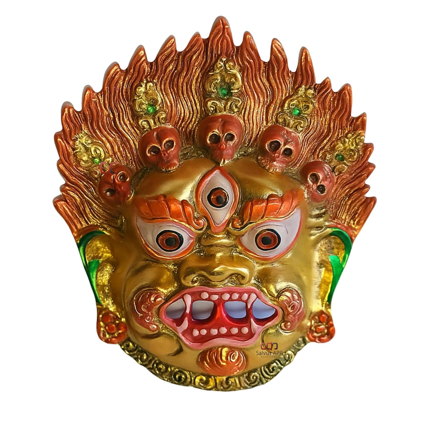 Wall Hanging Metal Mahakal Face Mask Nazar Battu Evil Eye Protector For Home, Office & Shops (Mulit_5X4.5Inch), Multicolour