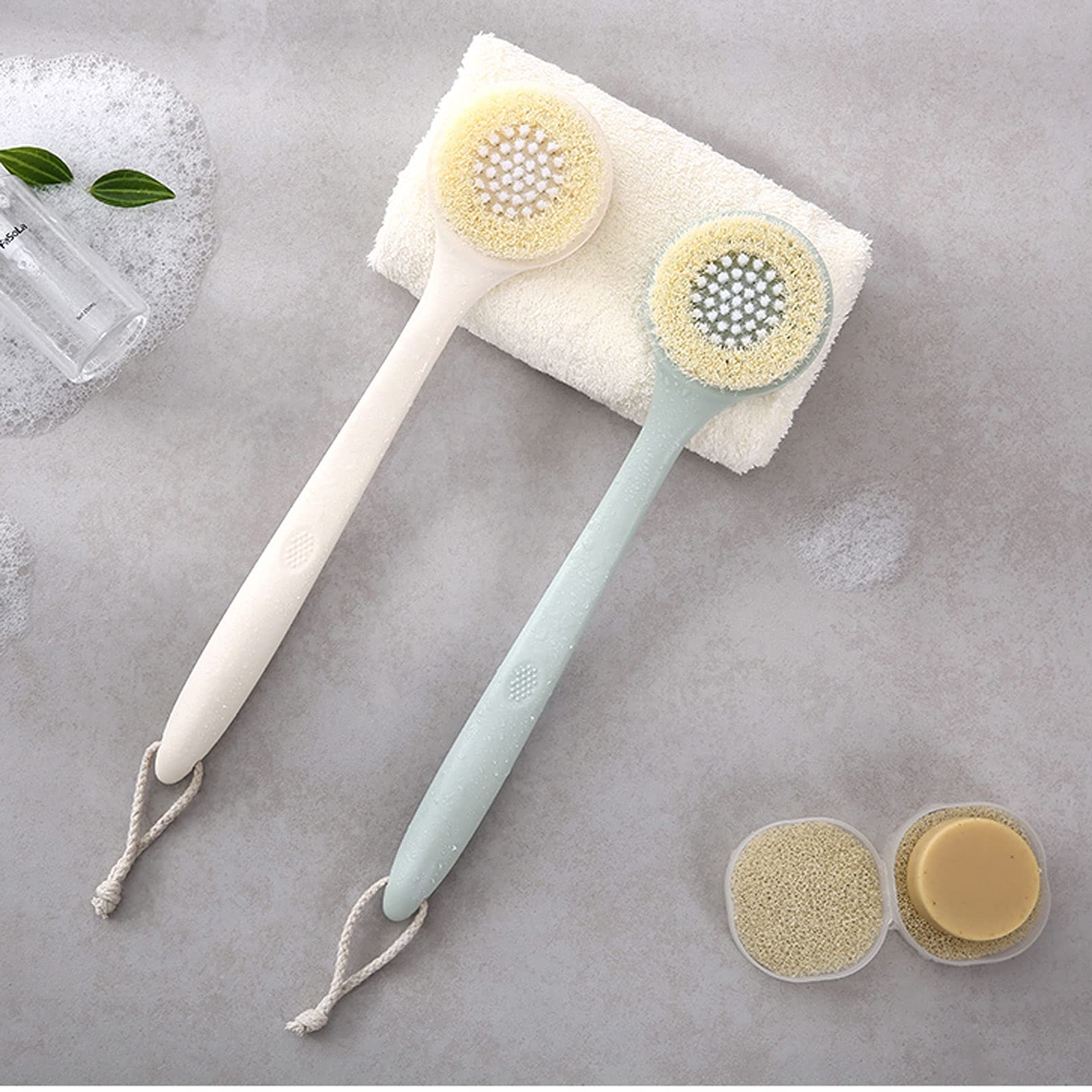 Cepillo de Ducha Cepillo de baño de Dos Piezas Cepillo de baño de Mango Largo Cepillo de baño Cepillo para el Cuerpo Cepillo para la Espalda Cepillo Suave para el Cuerpo y artefacto para FR