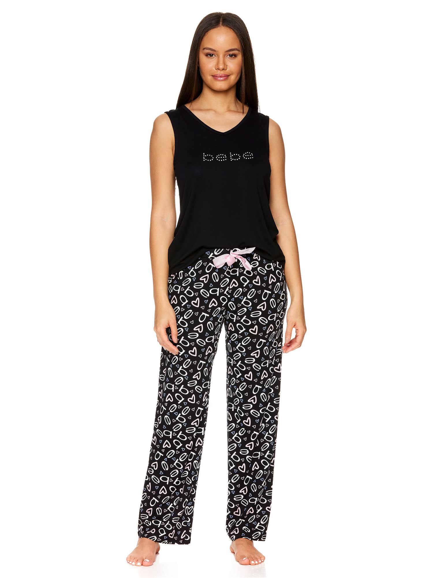 bebe Womens Pajama Sets, Logo Pajamas for Women with Sleeveless Top and Pajama Pants, PJ Set for Women