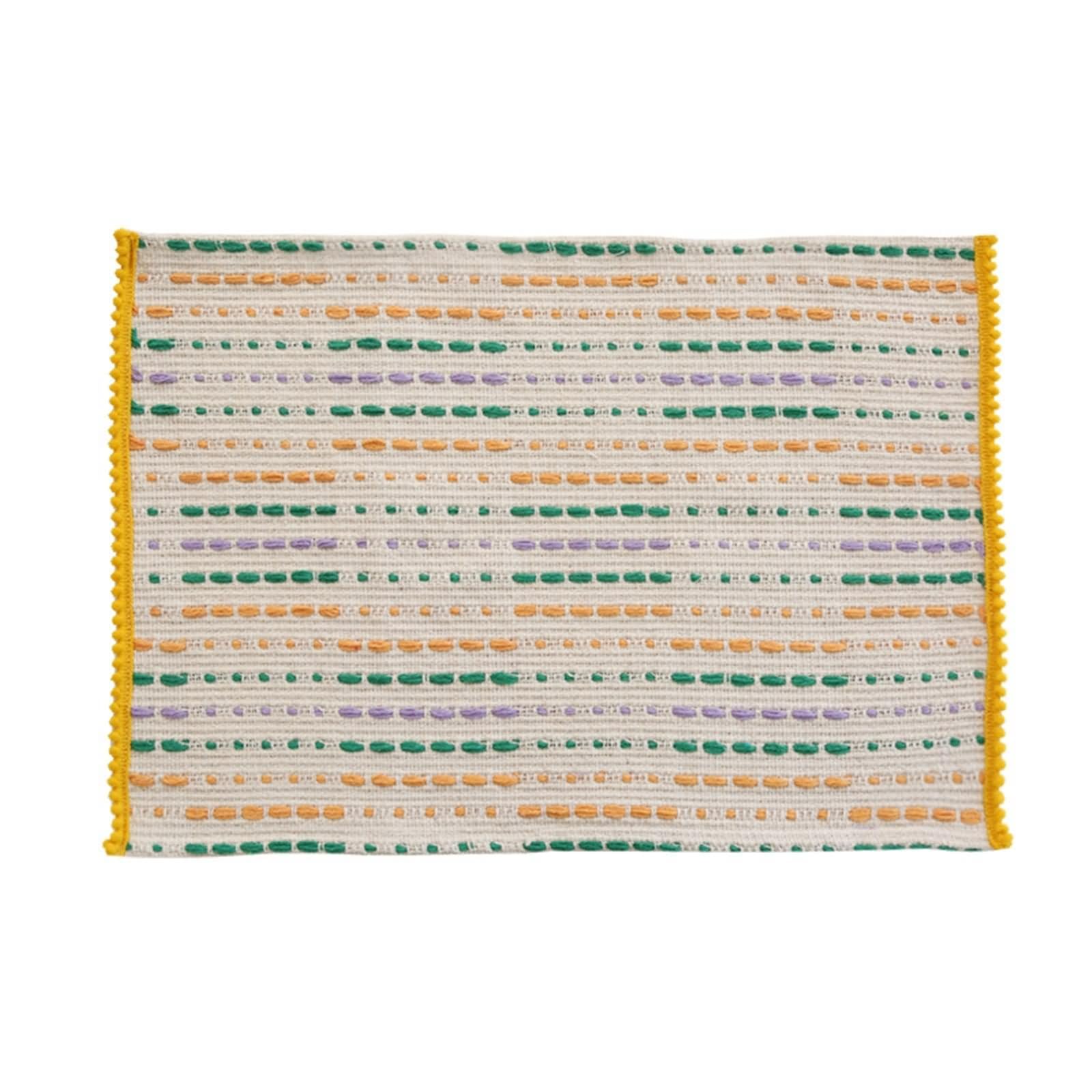 Set di 6 tovagliette all'americana, stile boho, 32 x 45 cm, motivo intrecciato, in poliestere e cotone, giallo e verde
