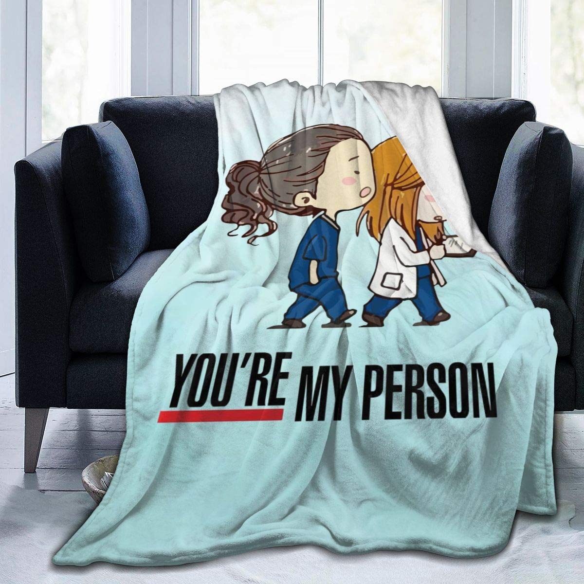 N \ A Flannel Blanket Greys-Anatomy You're My Person Covers Throw Blanket for Bed Sofa Living Room Summer Medium 50x40 in for Teens