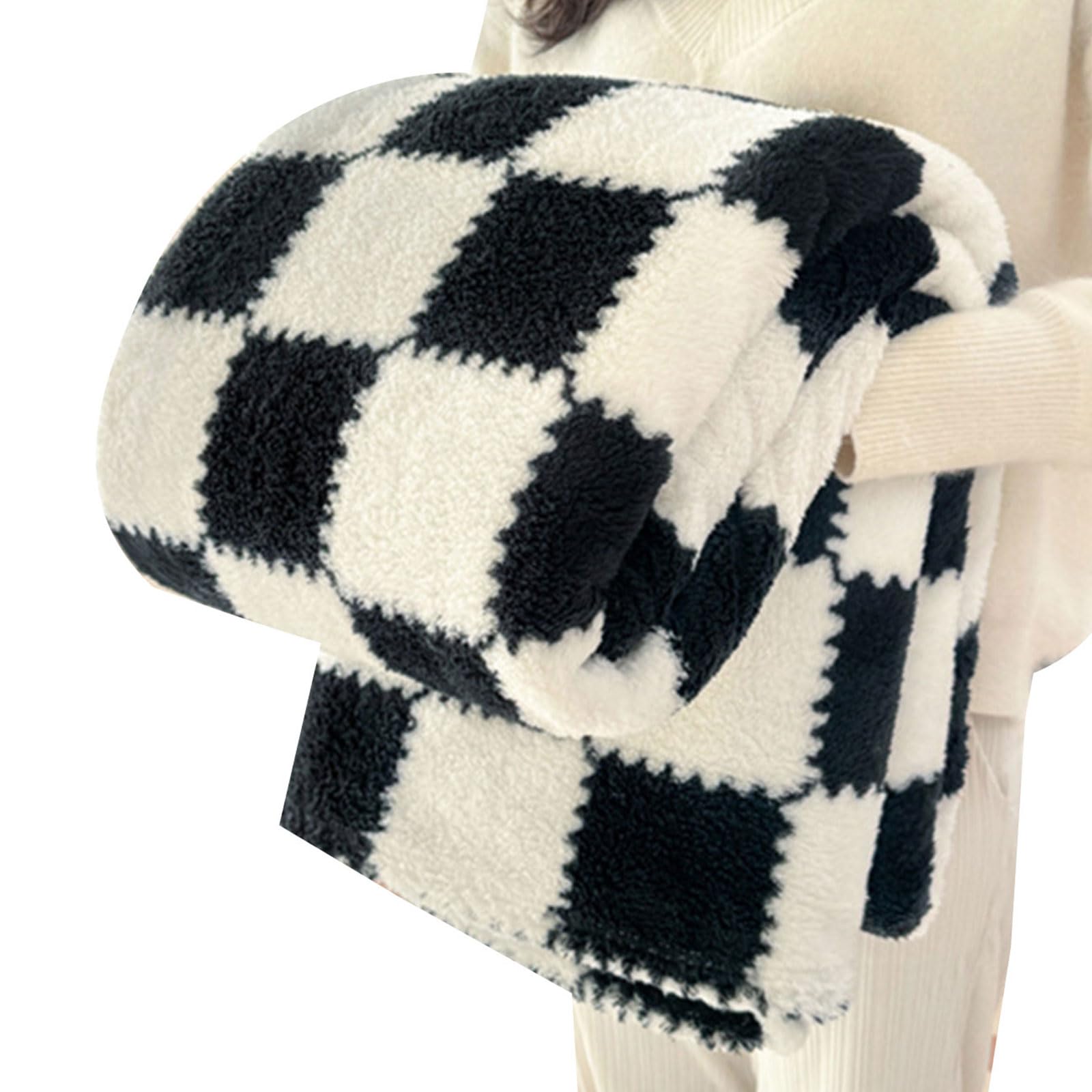 Msioytog Corals Grids Throw Blanket Soft Warmth for Adults Portable Designs Easy to Store Carry Blankets & Throws