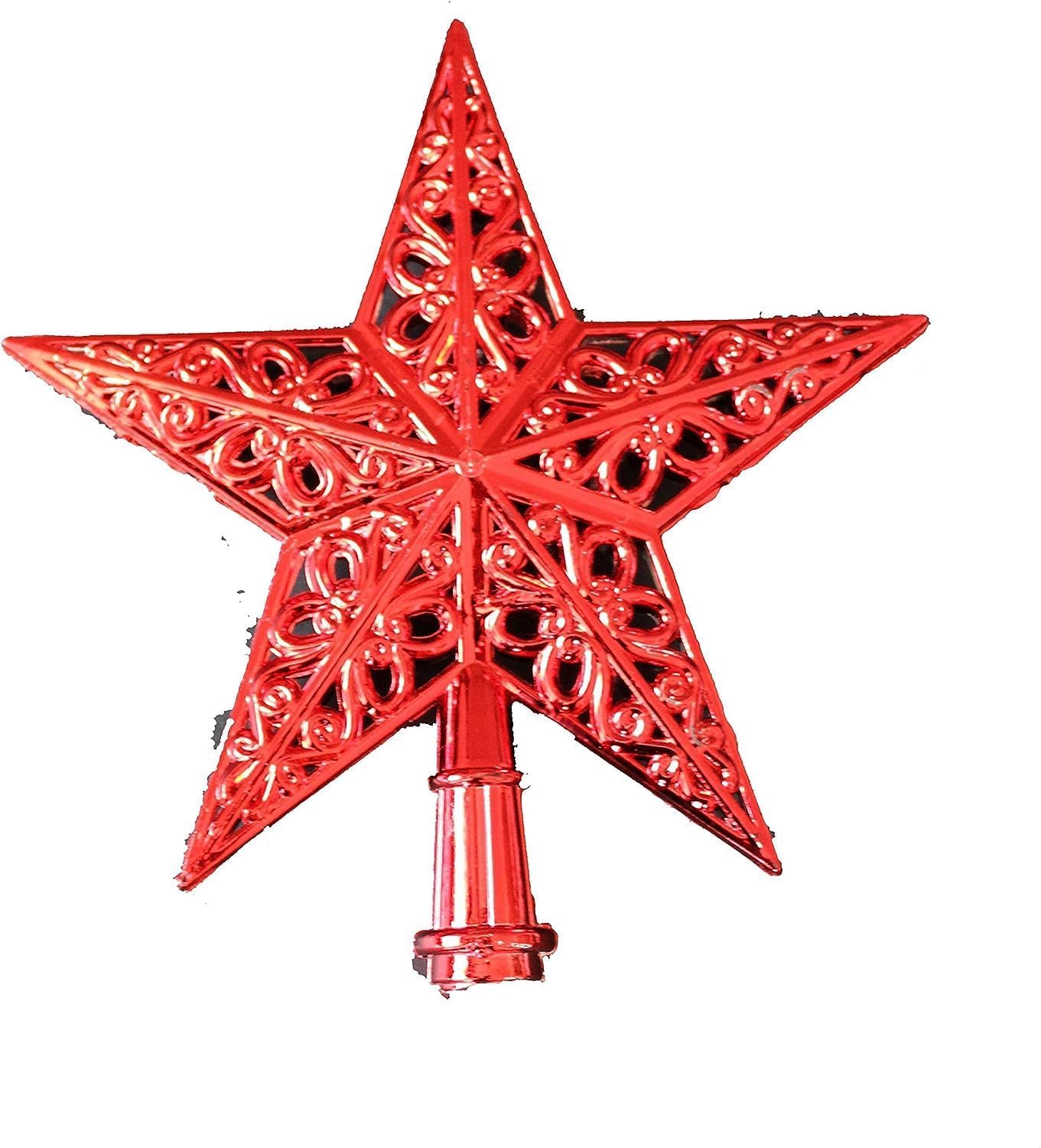 Red Star Christmas Tree Topper – 1-Piece Decorative Tree Top Star Ornament for Holiday & Festive Decorations
