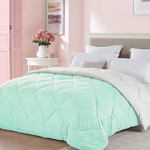 Seward Park Solid - Colcha de microfibra de color reversible, de felpa hipoalergénica y relleno de microfibra ligera, inserto de edredón o colcha