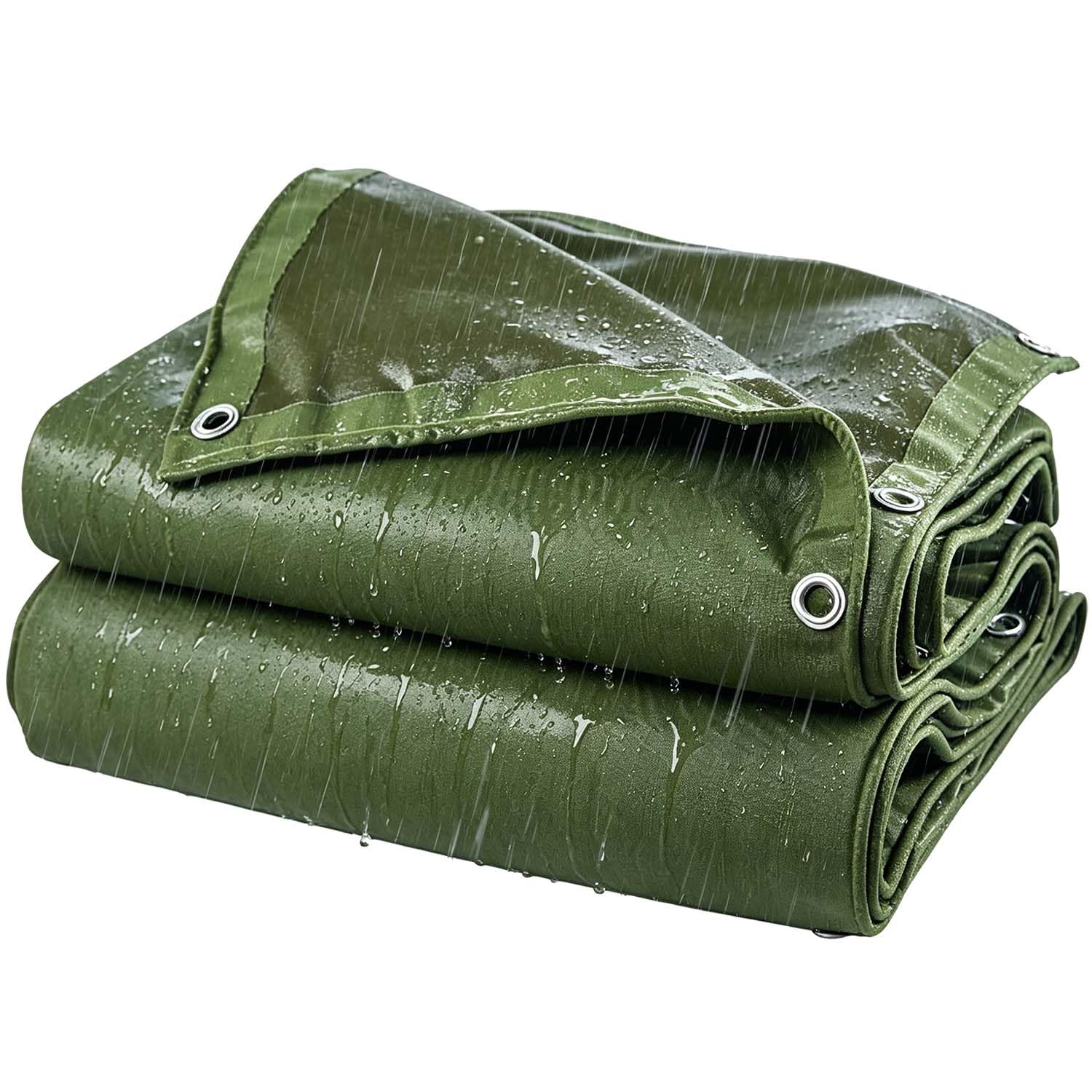 Ffsaacol Tarps Heavy Duty Waterproof, 450g/m² Heavy Duty Thickened Tarp Double- sided Waterproof, Waterproof Tarpaulin Cover Sheet, for Indoor and Outdoor Use Green,1.8x1.8m/6x6ft