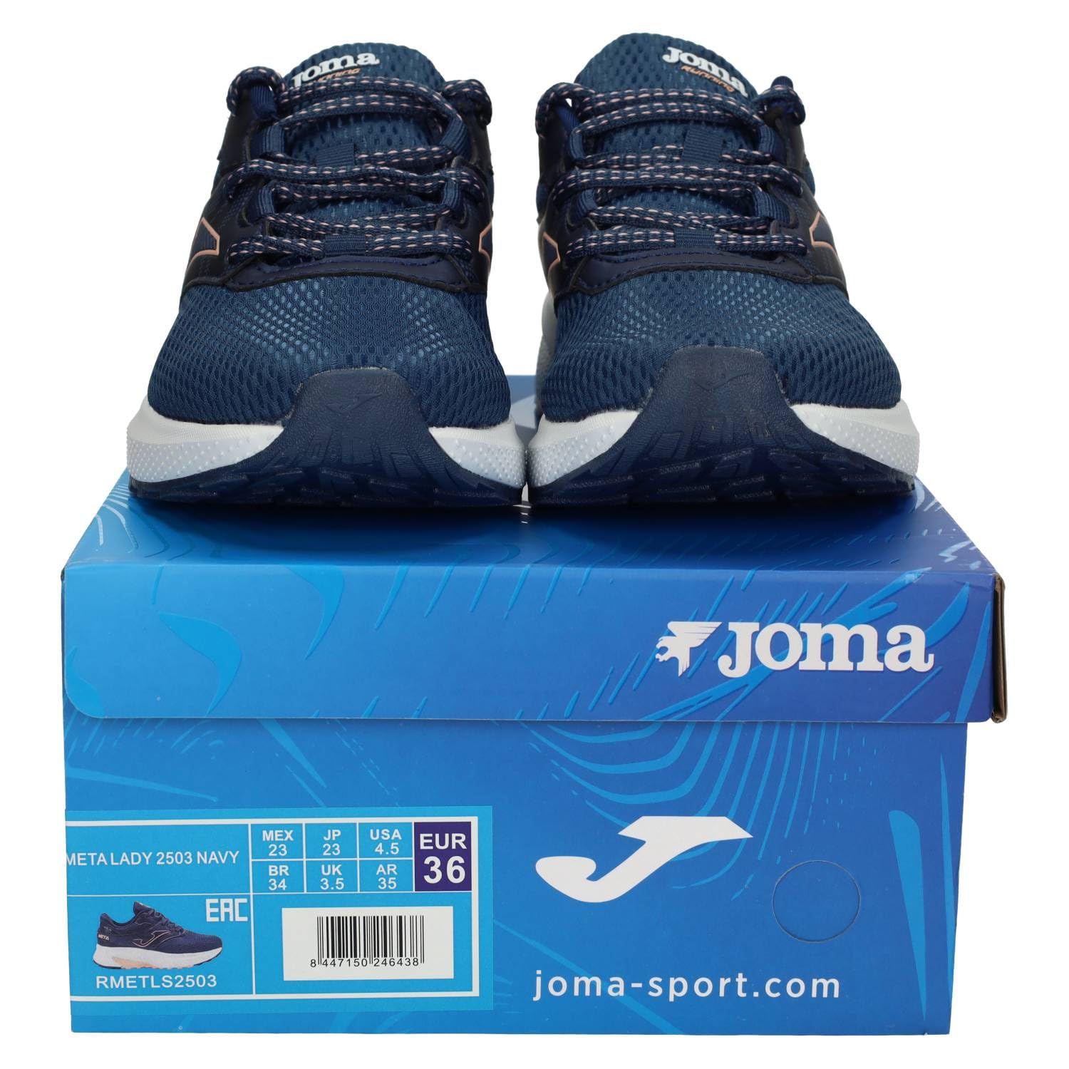 Joma RMETLS2503 Zapatillas Meta para Mujer, Deportivas Azul Marino con Detalles Rosados, Transpirables y cómodas. Mujer Deportivos