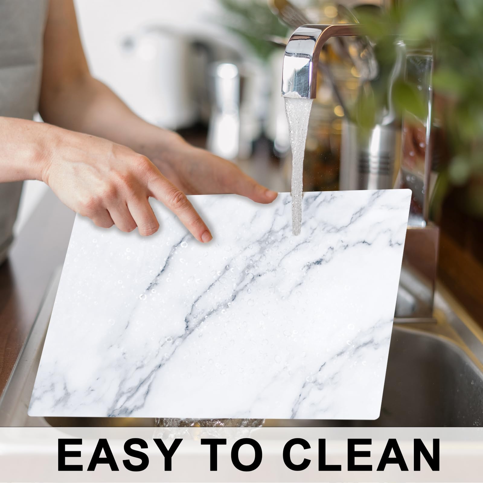 Marble Table Mats Set of 6 - Wipe Clean, Washable, Recyclable - Heat Resistant for Indoor/Outdoor Dining Table - Image 4