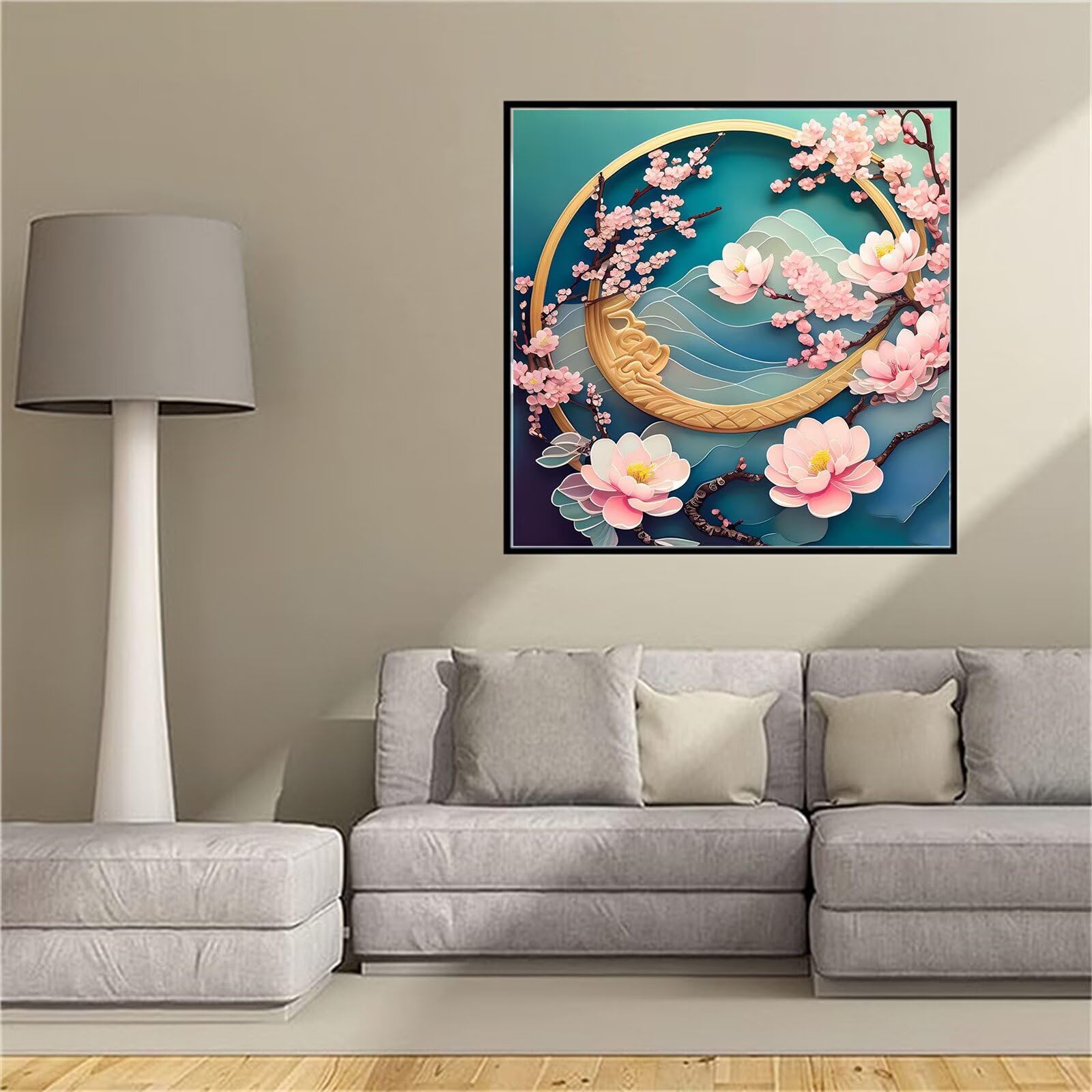 Diamond Painting Adulte Fleur de Pêcher 100x100cm Grand Format DIY