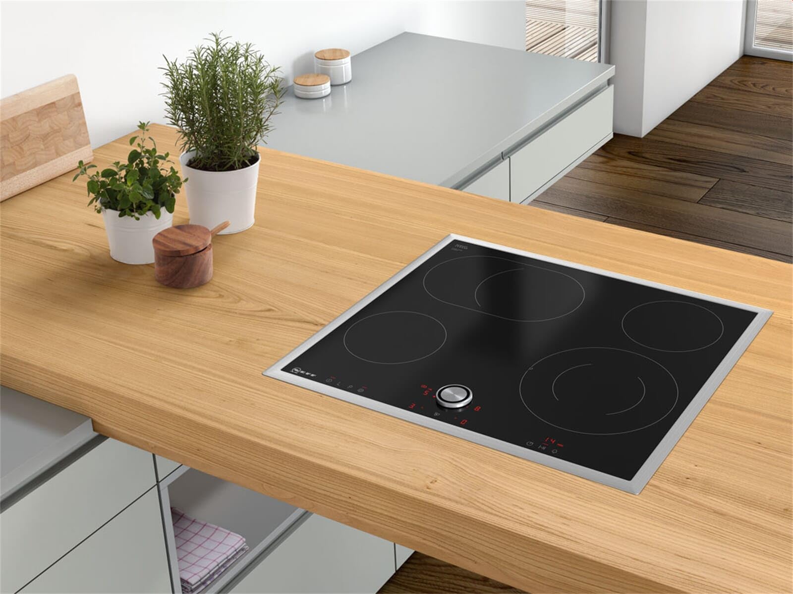 Neff Plaque de cuisson électrique T16BT76N0 N70/60 cm/Twistpad/zone de rôtisserie/vitrocéramique, cadre en acier inoxydable avec plateau rotatif