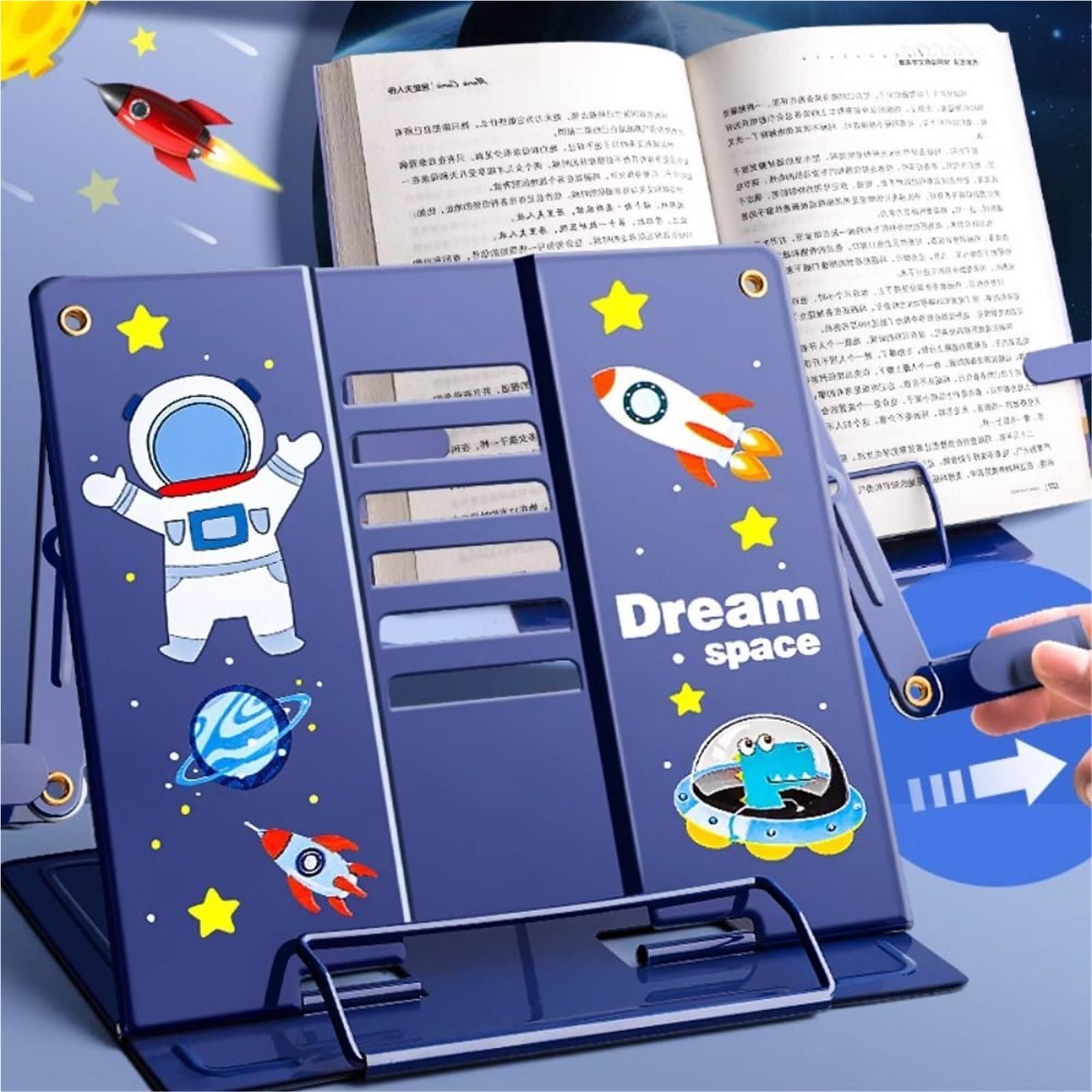 Buchständer Tragbarer Buch-Leseständer aus Metall, verstellbar, faltbar, Dokumentenhalter, mehrfarbig, Stützregal for Tablets für Schreibtisch(Color3)