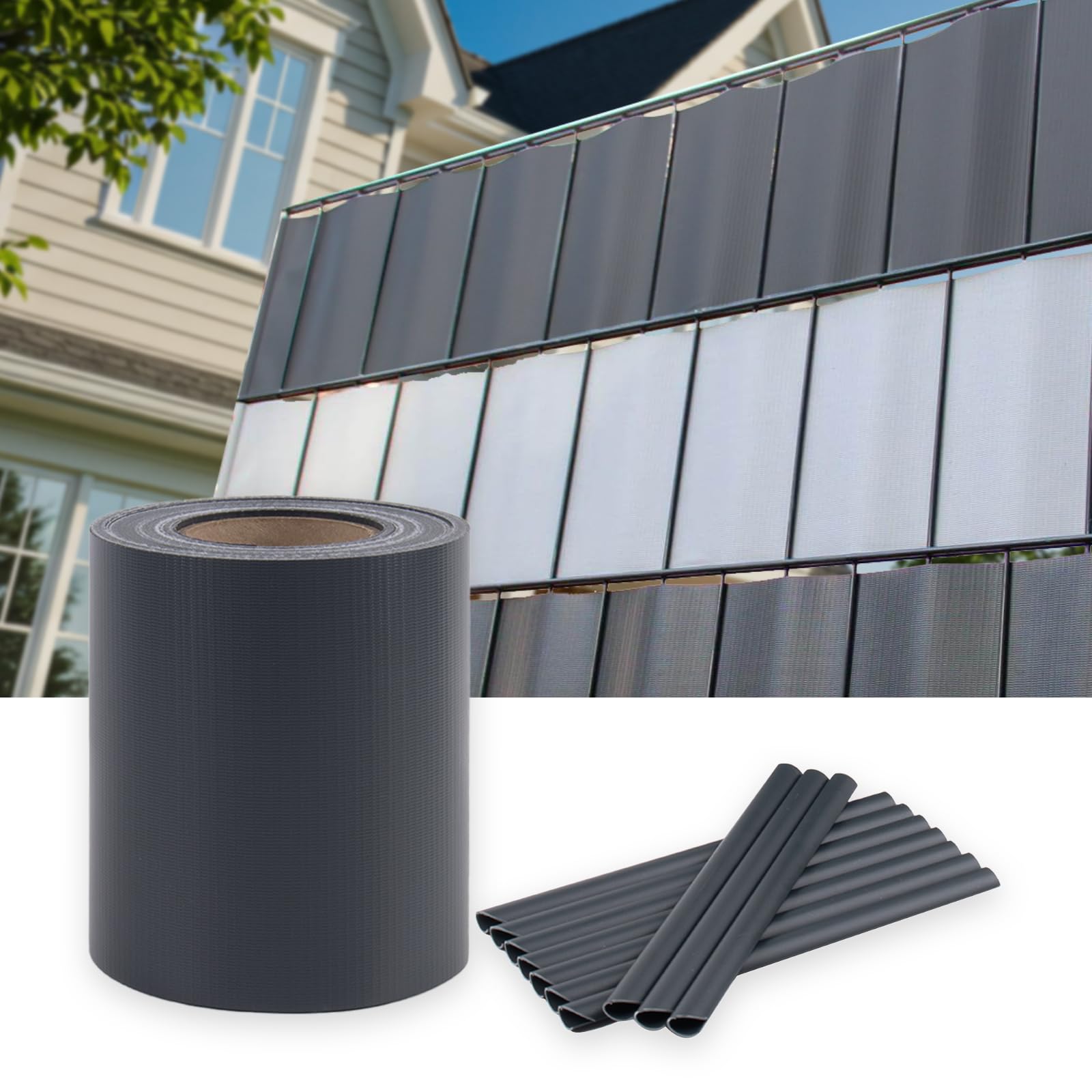 Sunnylaxx 35m x 19cm PVC privacidad Valla Tiras de Malla de Protectora Pantalla para Exterior Jardin, Terraza, 20 Clips de fijación, Antracita