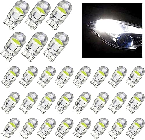 30 bombillas LED para automóvil, T10 6000 K, luces interiores universales para salpicadero, luz de cúpula, luz de letrero, luz de matrícula (blanco)
