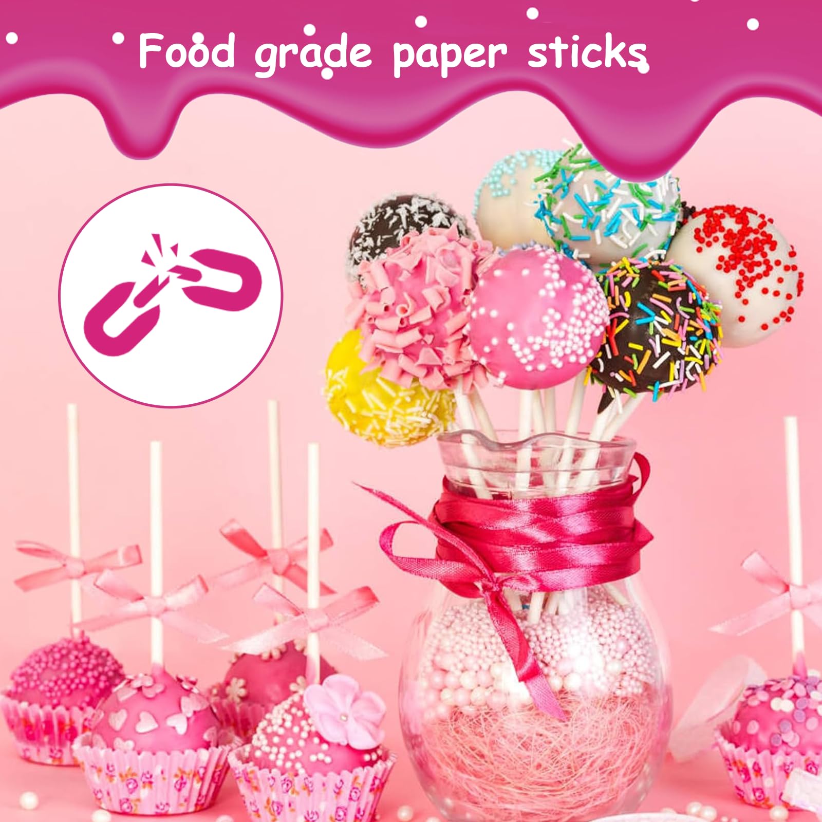 200 Pièces Bâtons pour Cake Pop 10 cm 15 cm Papier Solide Sucettes Gâteaux Desserts Blancs