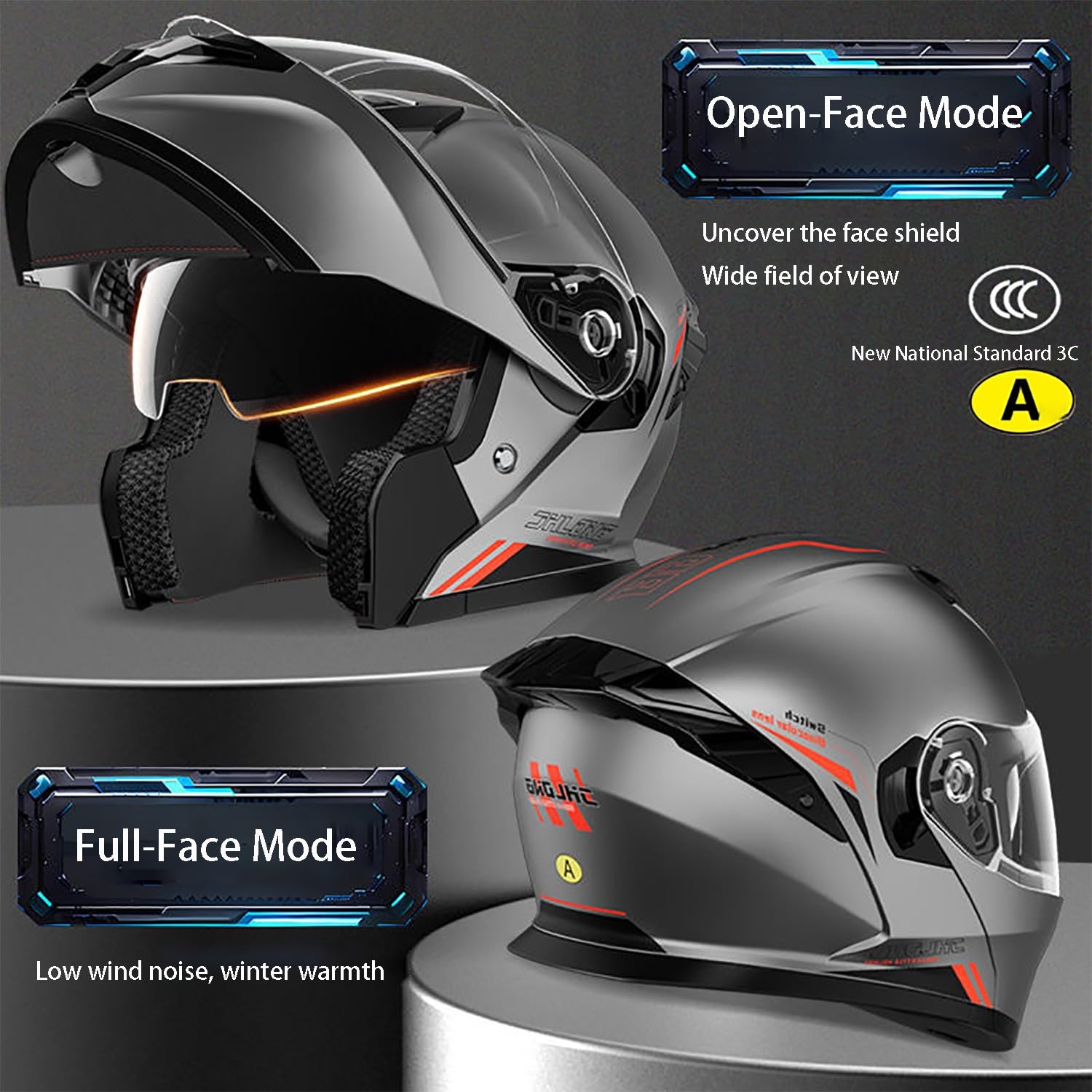 Casco De Moto Modular Bluetooth, Casco Abatible con Doble Visera, Homologado ECE 22.06, Doble Visera Doble Lente Sistema De Ventilación, Guantes, para Adultos, Hombres Y Mujeres A,2X-Large
