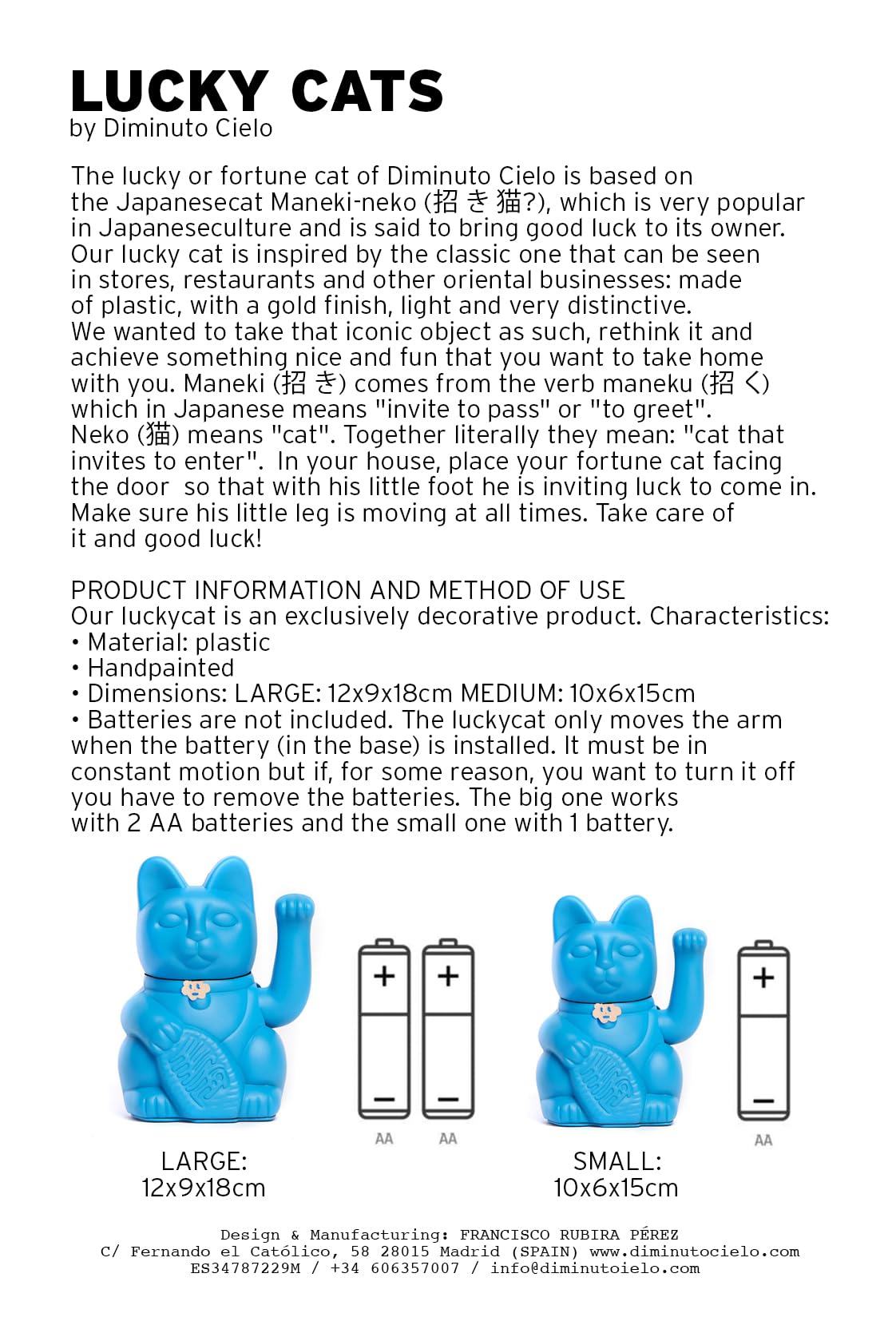 Gato de la Suerte Maneki Neko Lucky Cat con Pata Derecha en Movimiento Figura Decorativa Japonesa Original Pintada a Mano para Casa Negocio Oficina Entrada Regalo Amuleto AMARILLO L (12x9x18cm) — view 10