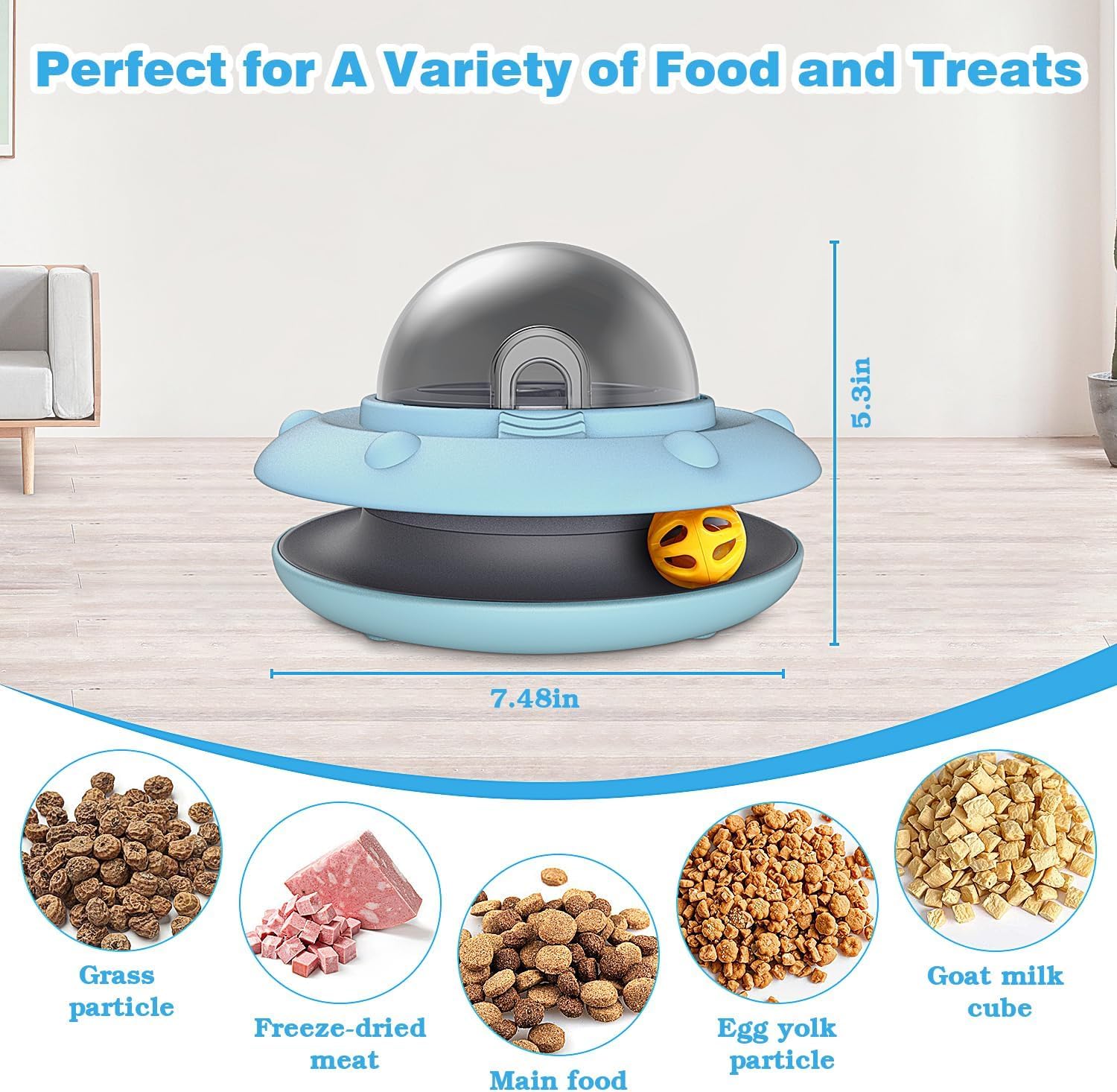 Giocattolo automatico per gatti, puzzle interattivo, alimentatore lento, dispenser di cibo secco con palla e 3 prese di cibo per addestramento interno degli animali domestici