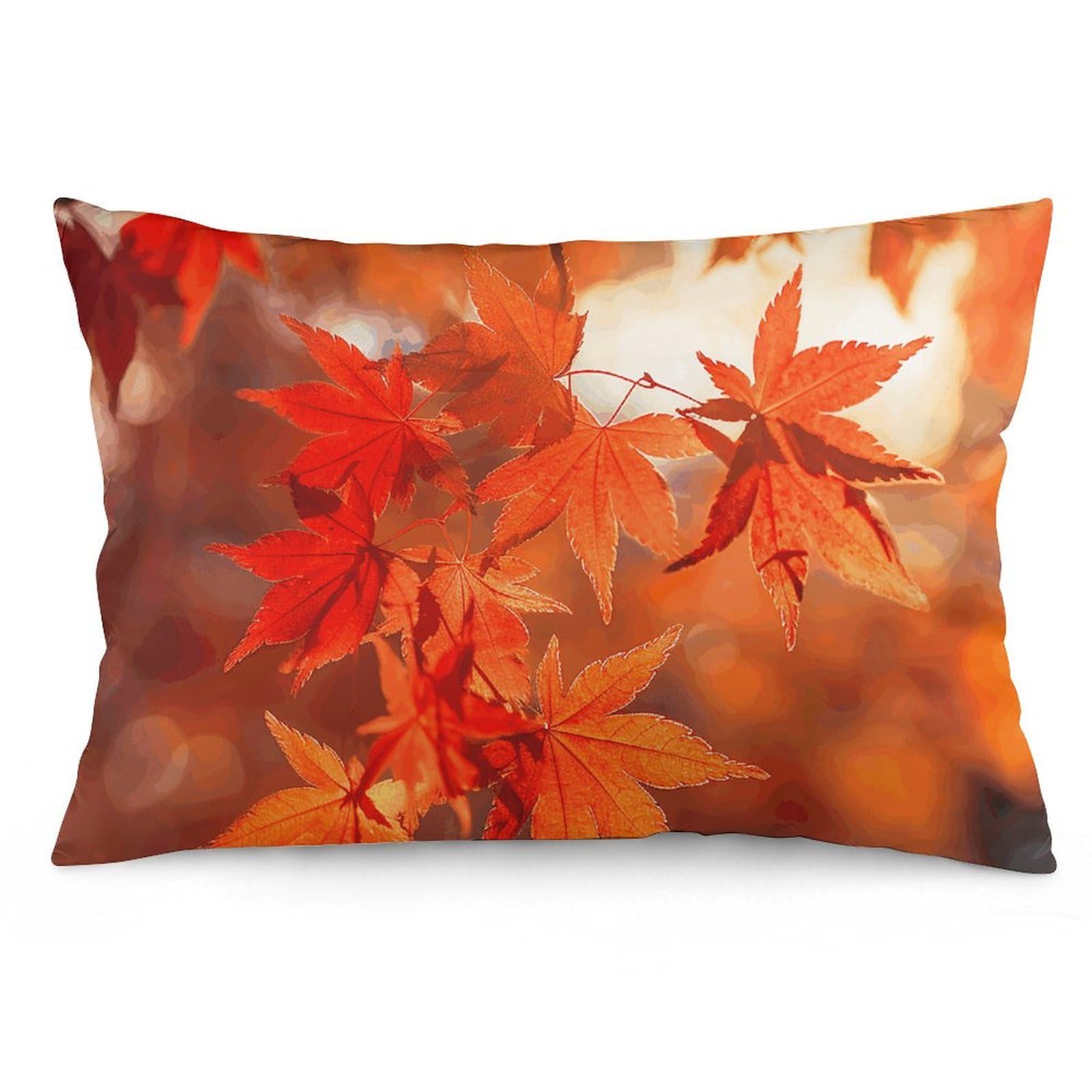 2 Pack Pillow Cases for Hair and Skin, Soft Breathable Pillow Case Covers with Hidden Zipper, Maple Leaves in The Sun Pillowcase 12 "x20 Pillow Covers for Sleeping Gift