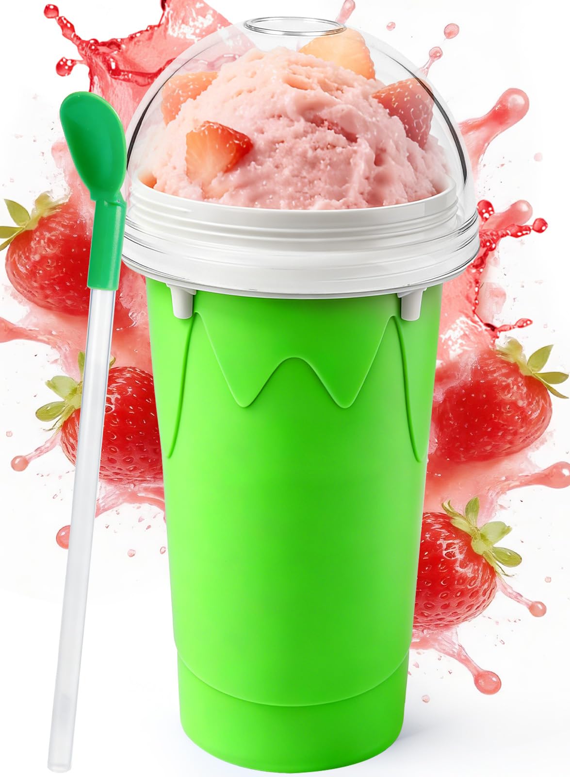FANS-ONE Large Slushie Cup, DIY Magic Slushy Cup Maker Squeeze Cups, Green