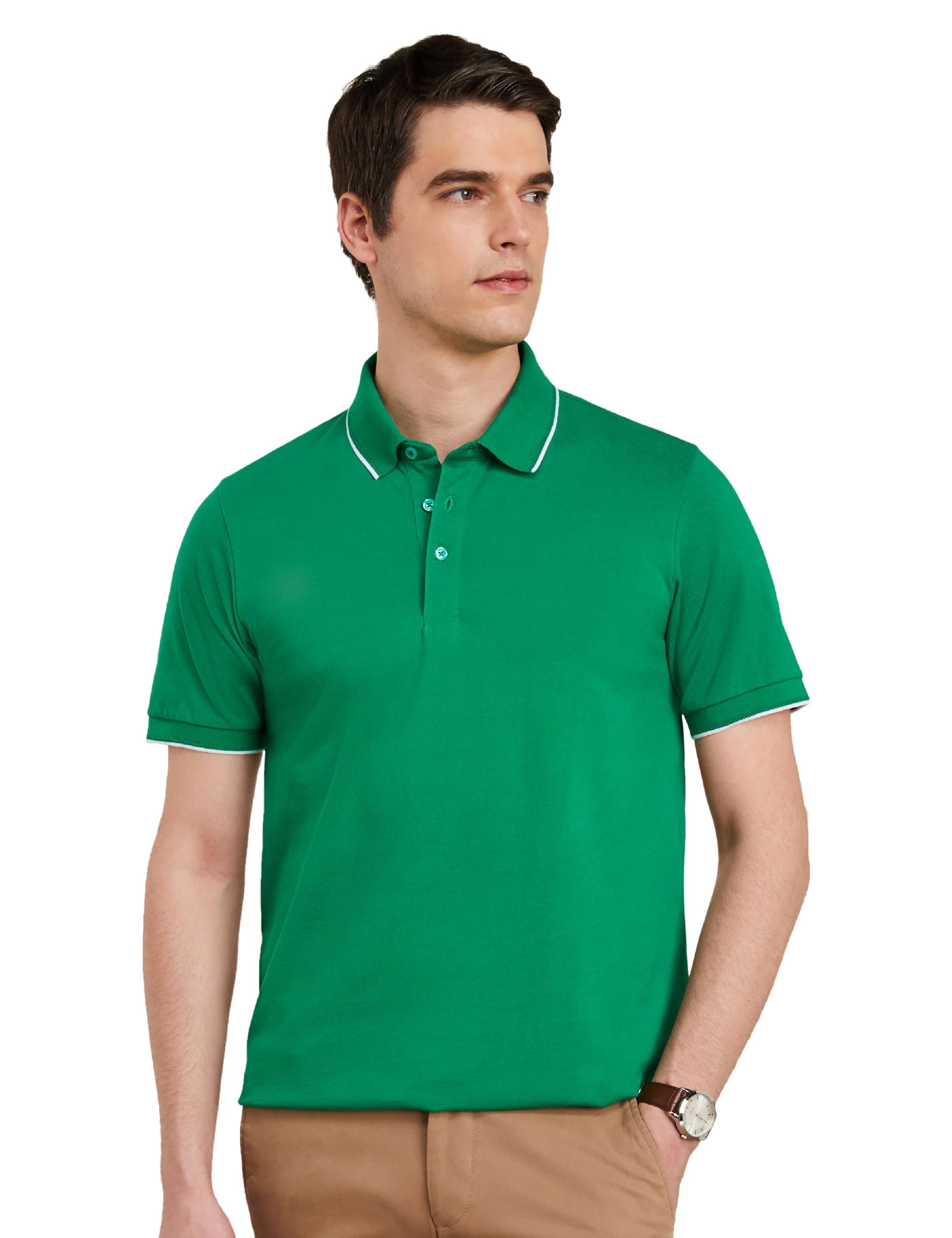 Symbol PremiumMen's Cotton Stretch Solid Polo T-Shirt (Regular Fit | Pique Knit)