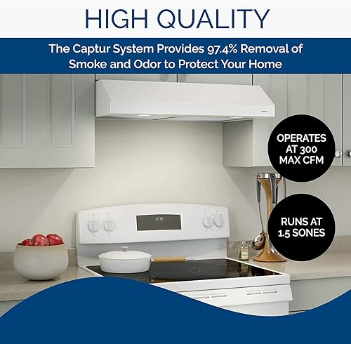 Miniatura 2 de Broan-NuTone BKSH130WW Sahale - Campana extractora convertible de 4 vías debajo del gabinete de 30 pulgadas con ventilador de escape de 2