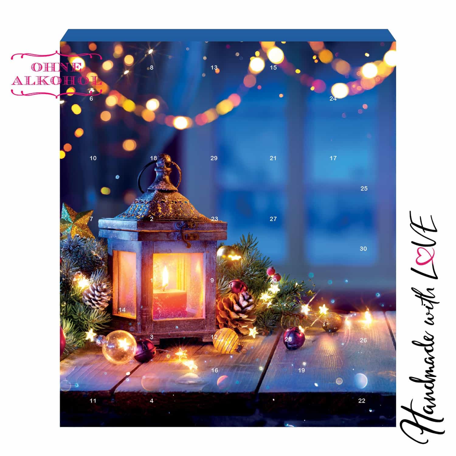 Hallingers Genuss Manufaktur Pralinen Adventskalender - ohne Alkohol, handmade aus Confiserie-Edelkakao in wertigem Softfeel-XLKarton "Weihnachtsfreud...", Weihnachtskalender für Frauen Männer