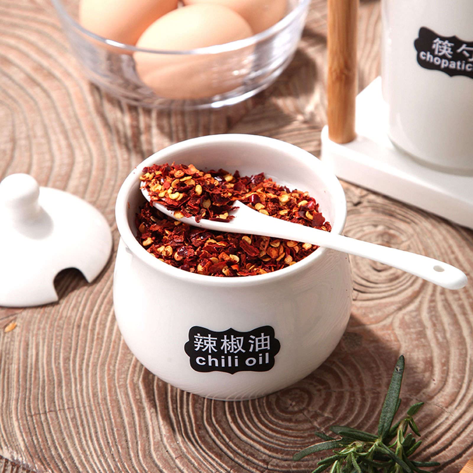 Sucrier avec couvercle et cuillère, boîte d'assaisonnement for pot à sucre, pot à sucre, pot à sucre, pot à épices for récipient à sucre - Blanc 3 pots à épices de cuisine de 200 ml ( Color : White 1