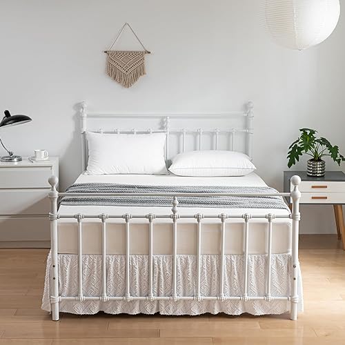 Miniatura 5 de Falda de cama copetuda tamaño individual, falda de cama con volantes con esquinas divididas, falda de cama individual de 14 pulgadas de caída, falda