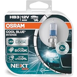Bombillas Led Kia Sportage OSRAM COOL BLUE INTENSE HB3, +100% más de brillo, hasta 5000 K, lámpara de faro halógena, aspecto LED, caja dúo (2 lámparas)