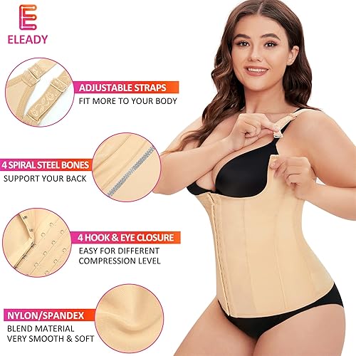Miniatura 3 de Eleady Corsé de entrenamiento de cintura para mujer, chaleco transpirable para pérdida de peso, control de abdomen, moldeador de cuerpo adelgazante