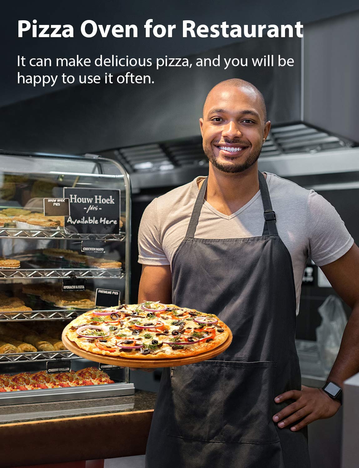 Electric Pizza Oven Countertop 14'' Stainless Steel Commercial Pizza