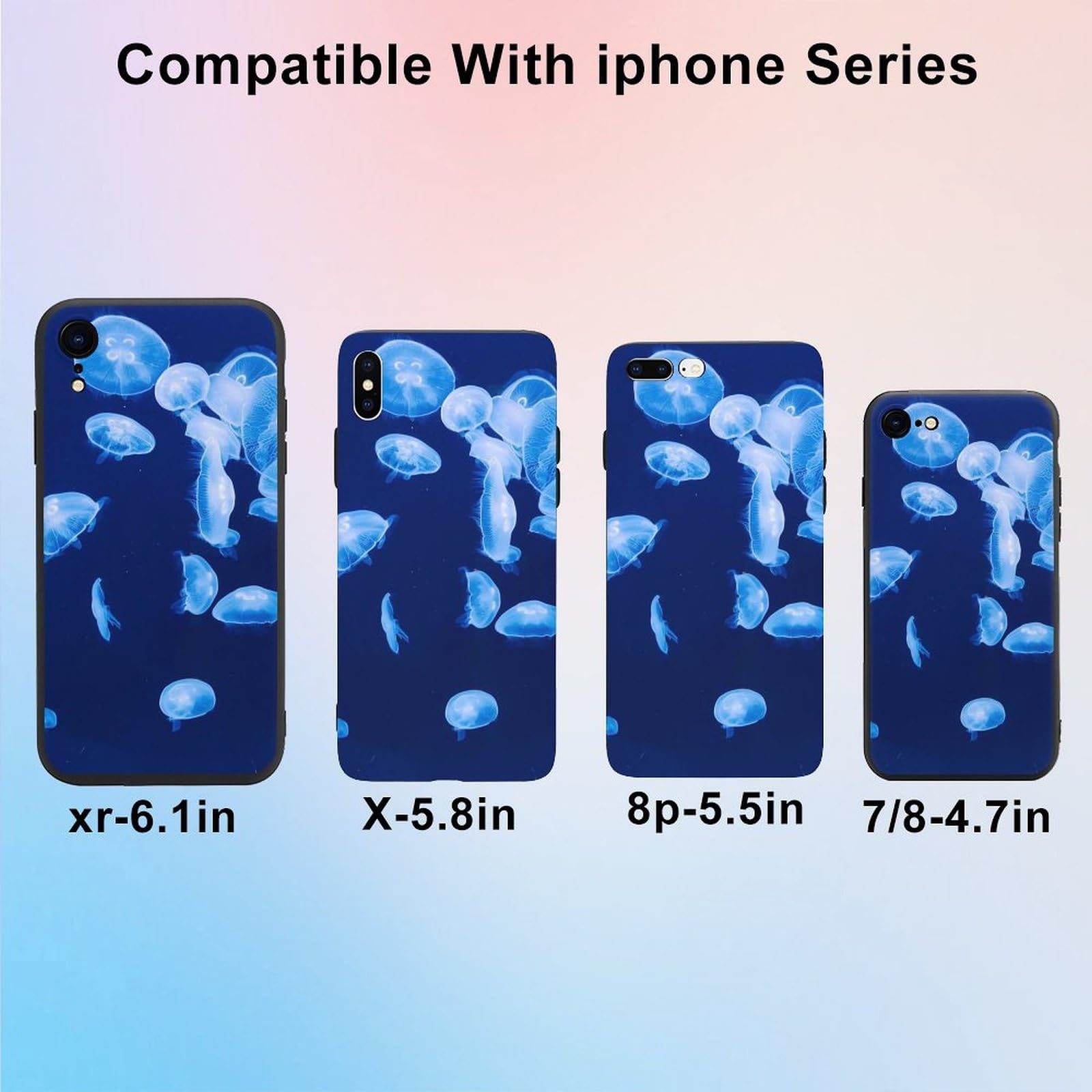 Amazon.co.jp: iPhone 15 ケース 海月柄 クラゲ柄 海の日 ネイビー 