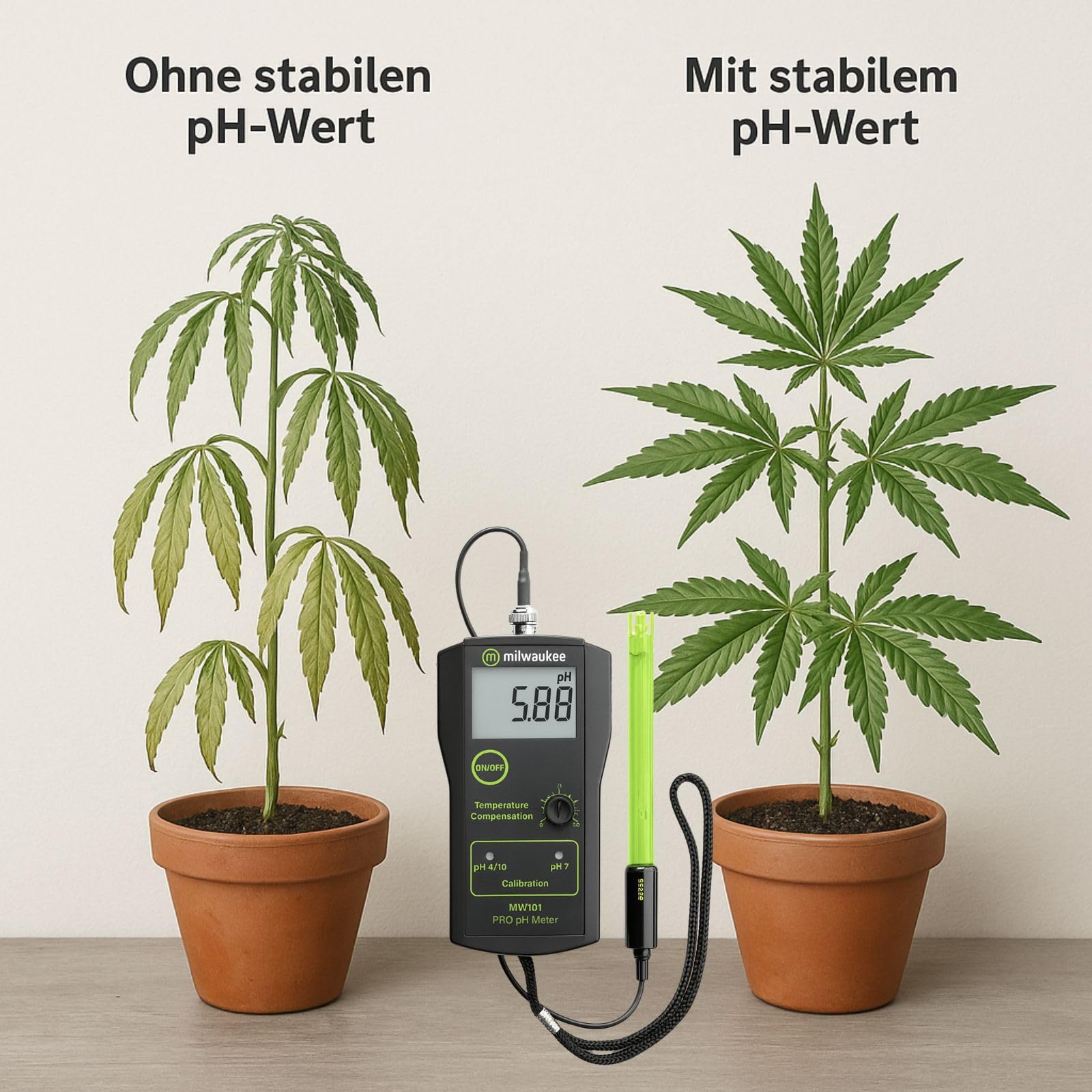 Weedness Milwaukee pH Meter MW101 - Garten Pflanzen Wert Pooltester Teststreifen für Pool pH-Meter Messen Wassertester Digital Aquarium Schwimmbad Grow Anbau Indoor