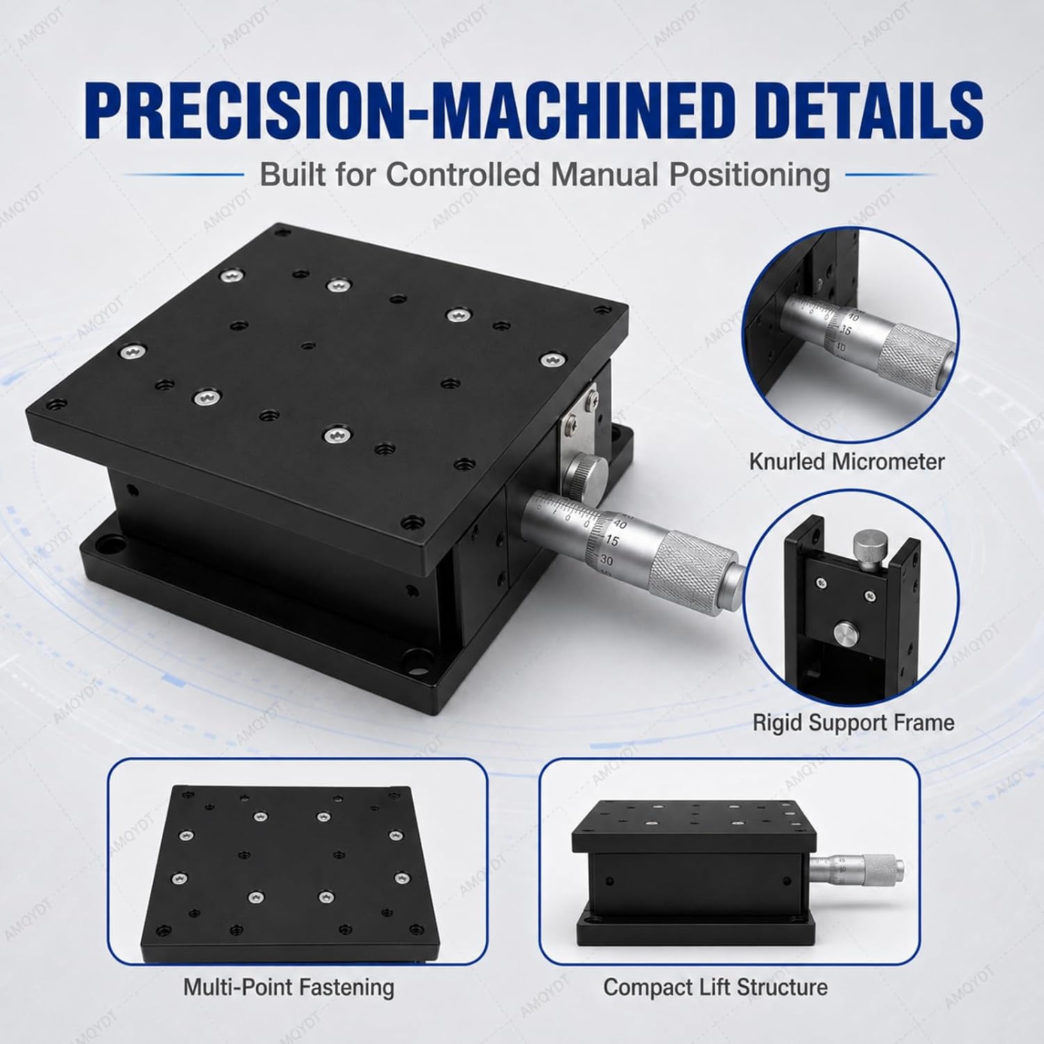 Z-Axis Precision Elevation Stage, Z Micrometer Manual Linear Translation Stage 125x125mm with Micrometer Adjustment, for Microscope Positioning, Laboratory Equipment and Industrial Inspection