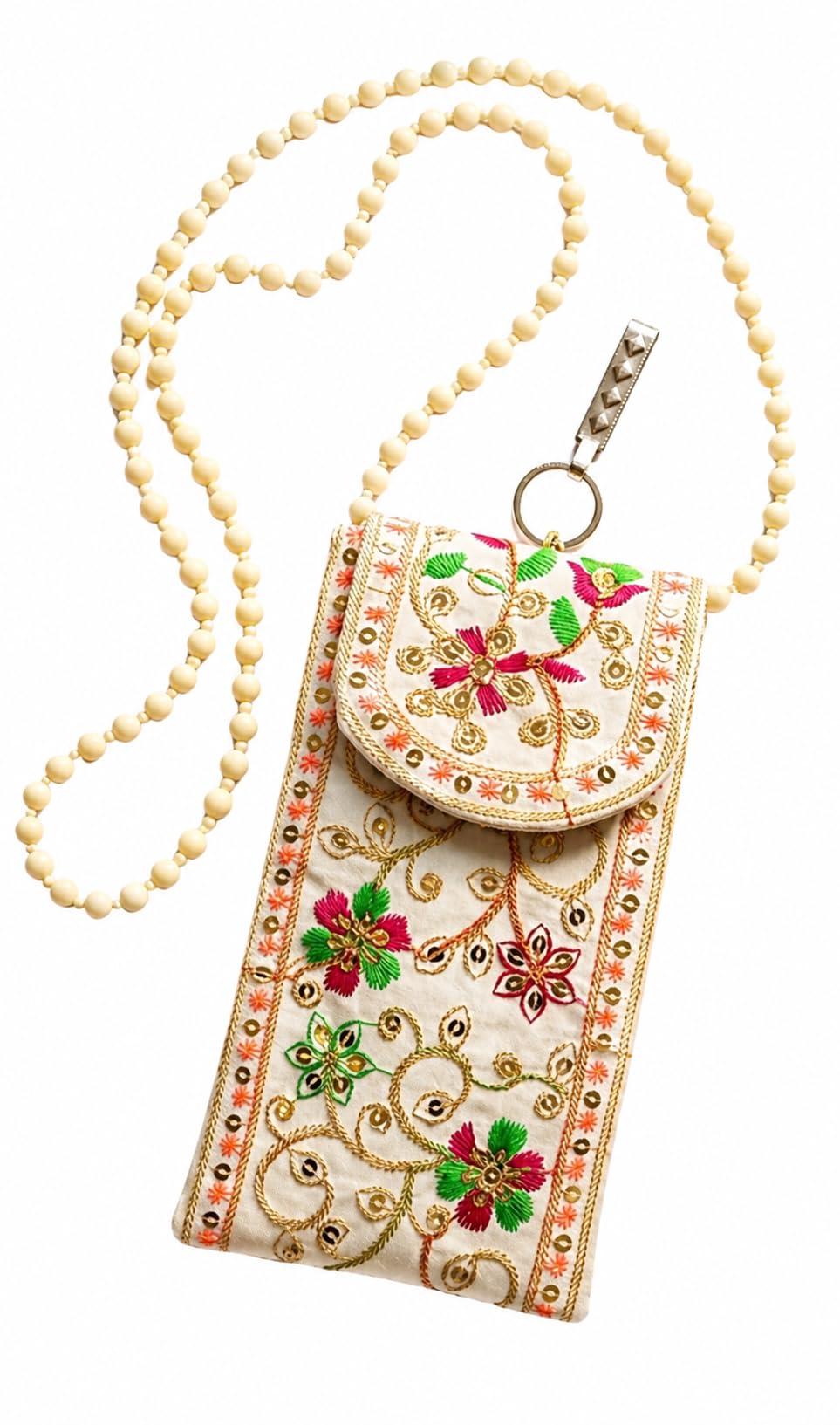 Women’s Ethnic Embroidered Mobile Sling Pouch with Back Zip | Crossbody Phone Bag Mini Purse for Daily Use, Travel & Gifting-image-31