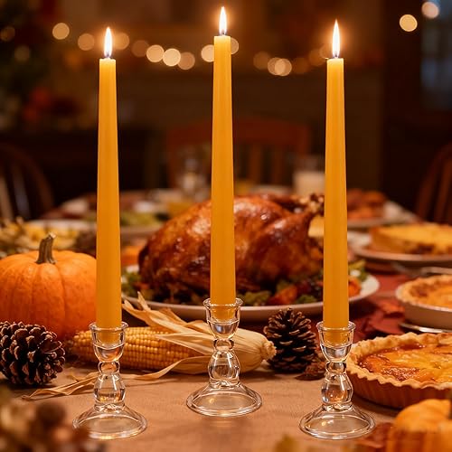 Miniatura 7 de Portavelas de cristal para velas cónicas, juego de 3 portavelas decorativos transparentes para decoración de Navidad y Acción de Gracias, boda,