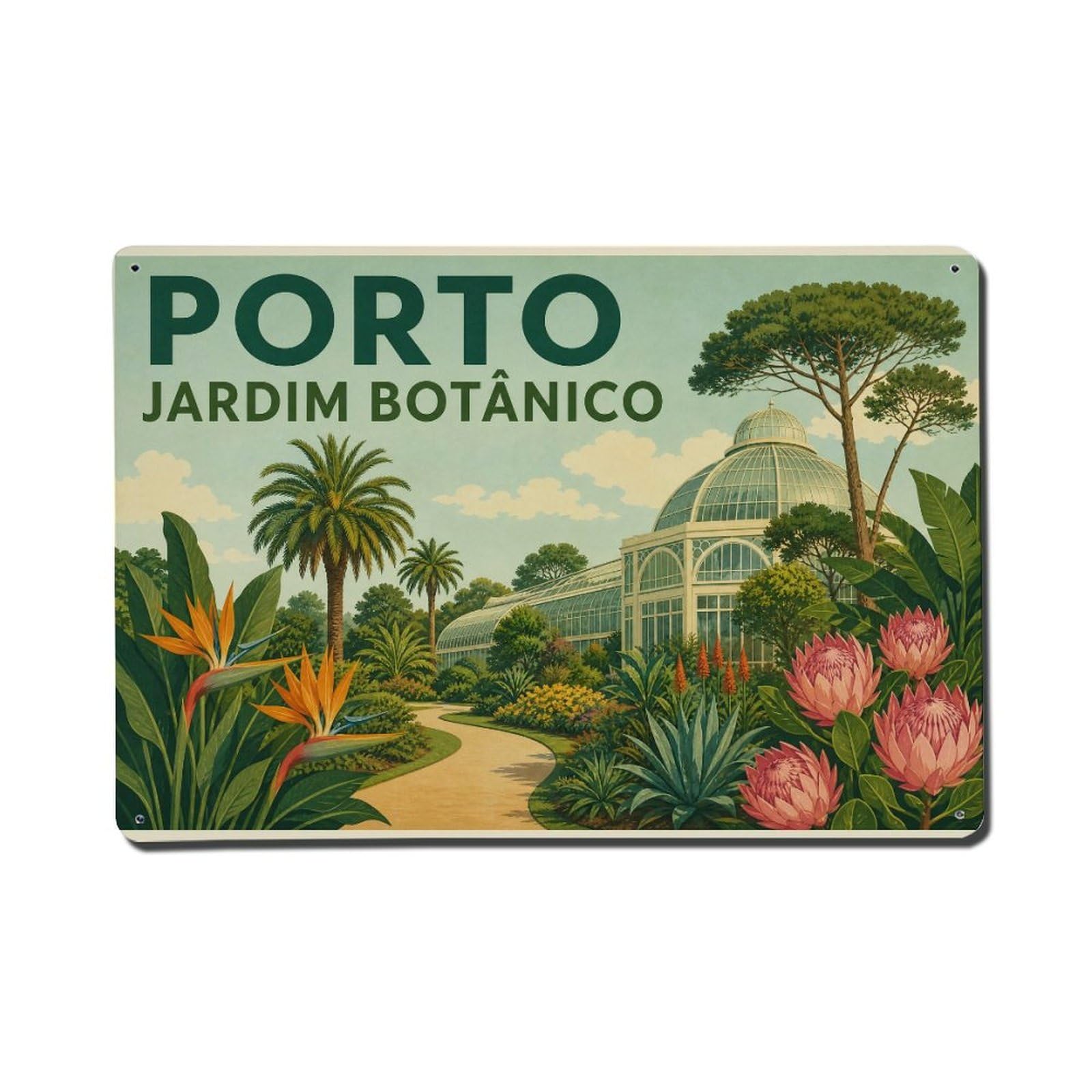 Yrnq 08X12inch Vintage Style Vintage Jardim Botanico Botanical Garden Portugal Metal Tin Sign
