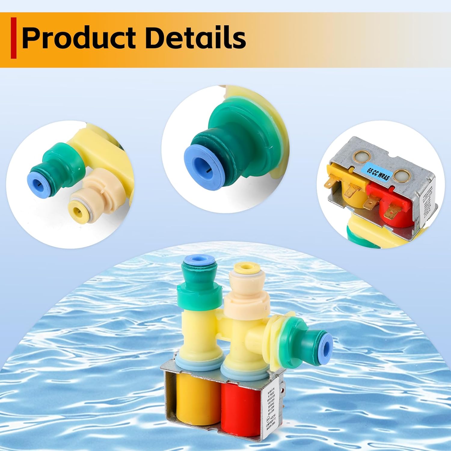 W10341320 Refrigerator Dual Water Inlet Valve Replacement - Compatible with Whirlpool, Kenmore, KitchenAid, Maytag - Replaces WPW10341320, AP6019939, PS11753250, EAP11753250, 1937969
