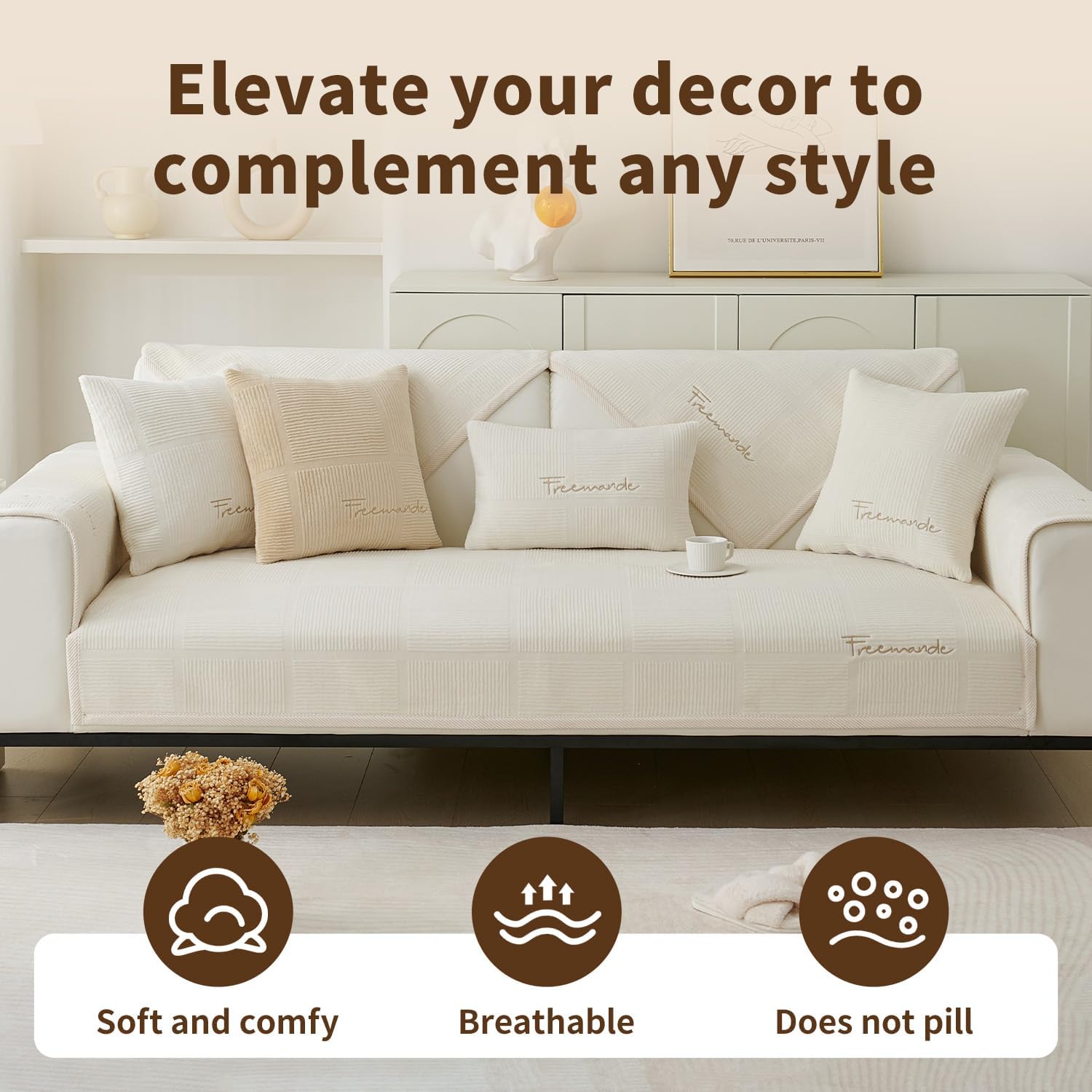 Waterproof Pet Couch Cover for Dogs, Sofa Covers Washable & Non-Slip, Soft Dog Bed Blanket Protector for Sectional, Loveseat, Home & Patio Furniture (Khaki, 35"x82" 1 Pack)