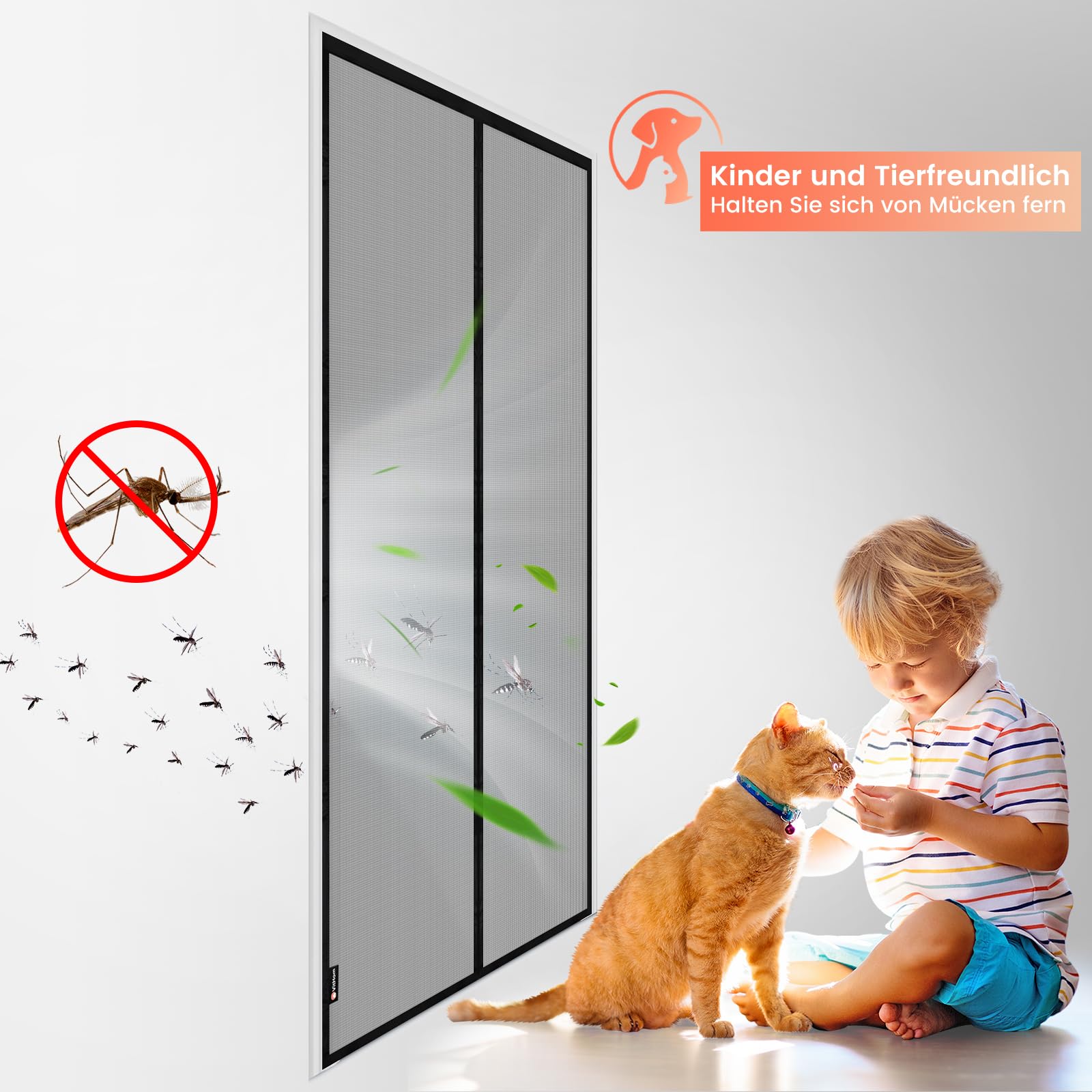 Quick Close Fly Screen Balcony Door Magnet with Stronger Magnets, 80 x 200 cm Fly Screen Door, No Drilling, 3.8 cm Wide Tape - Image 2