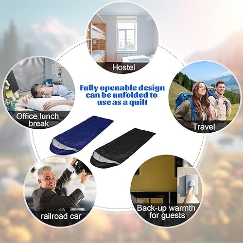 Miniatura 7 de Paquete de 6 sacos de dormir para adultos, sacos de dormir cálidos para 4 estaciones, ligeros, impermeables, con saco de compresión para acampar al