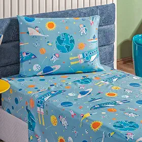 Jogo de Cama Lençol Solteiro Infantil Bout 03 Peças Lindo Macio kids (astronauta)