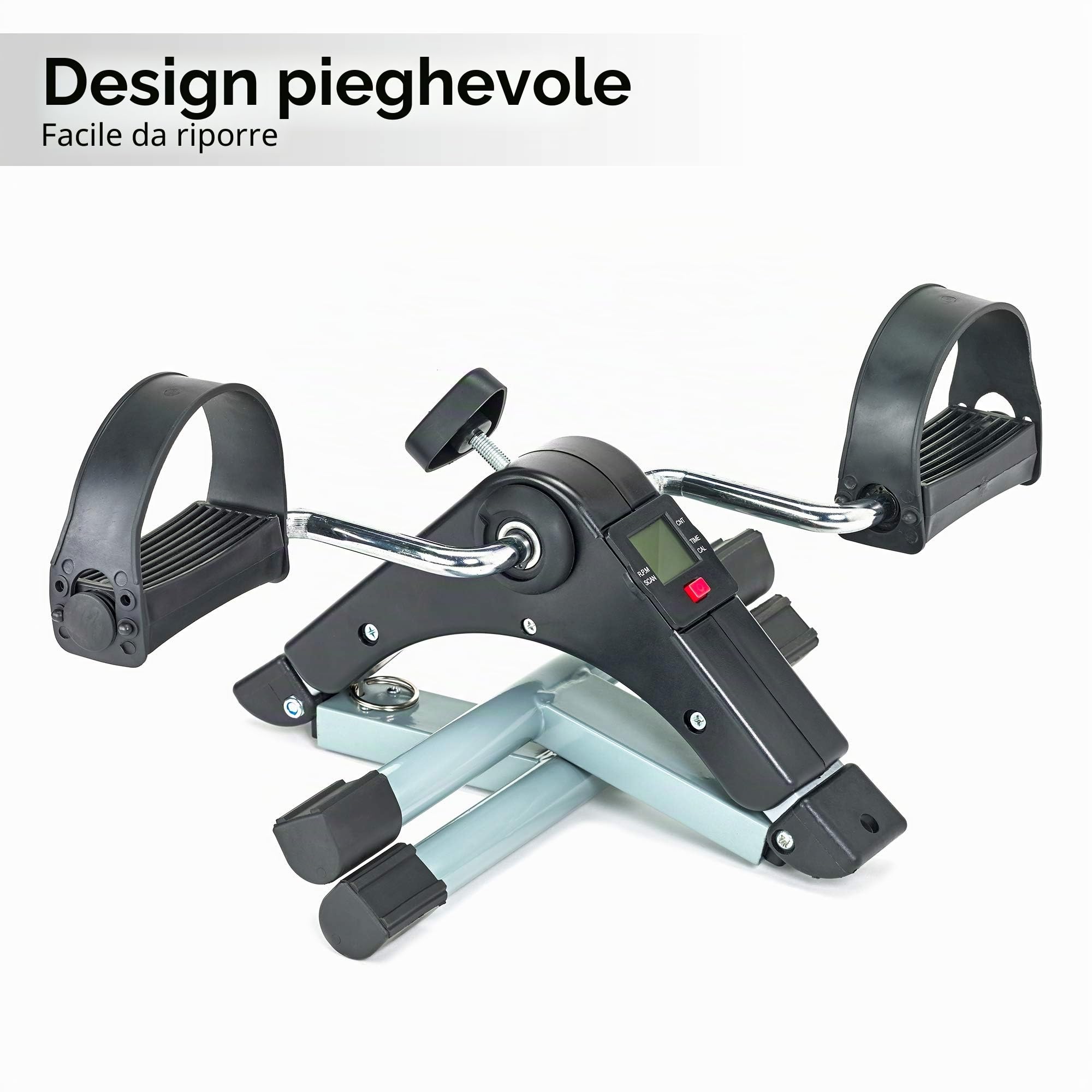 Cyclette da Casa per Allenamento di Gambe e Braccia, Pedaliera Cyclette Fitness, Pedaliera Regolabile Digitale, Pedale con LCD Display