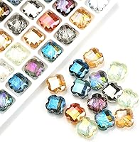 Vista 4 de 100 cuentas de trébol de cristal checo coloridas de 0.472 in, cuentas de trébol de la suerte, cuentas espaciadoras perforadas de vidrio para hacer