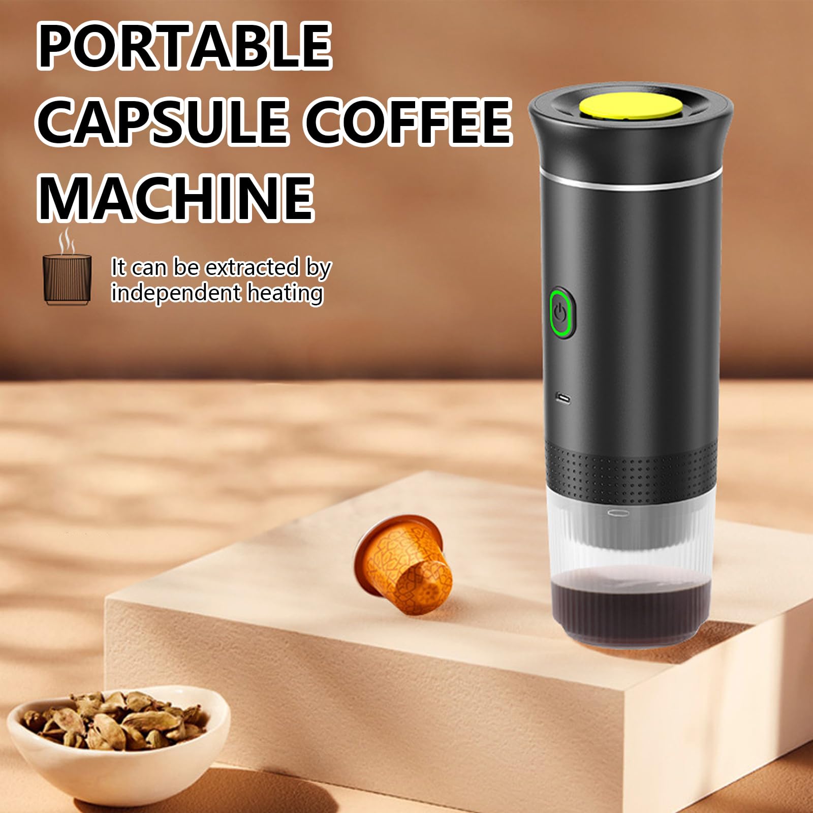Macchina da Caffè Espresso Portatile, Macchina per Caffè Espresso Elettrica 3 in 1, 60ml Caffettiera Elettrica da Viaggio con Batteria per 12V Auto e Camion e Campeggio